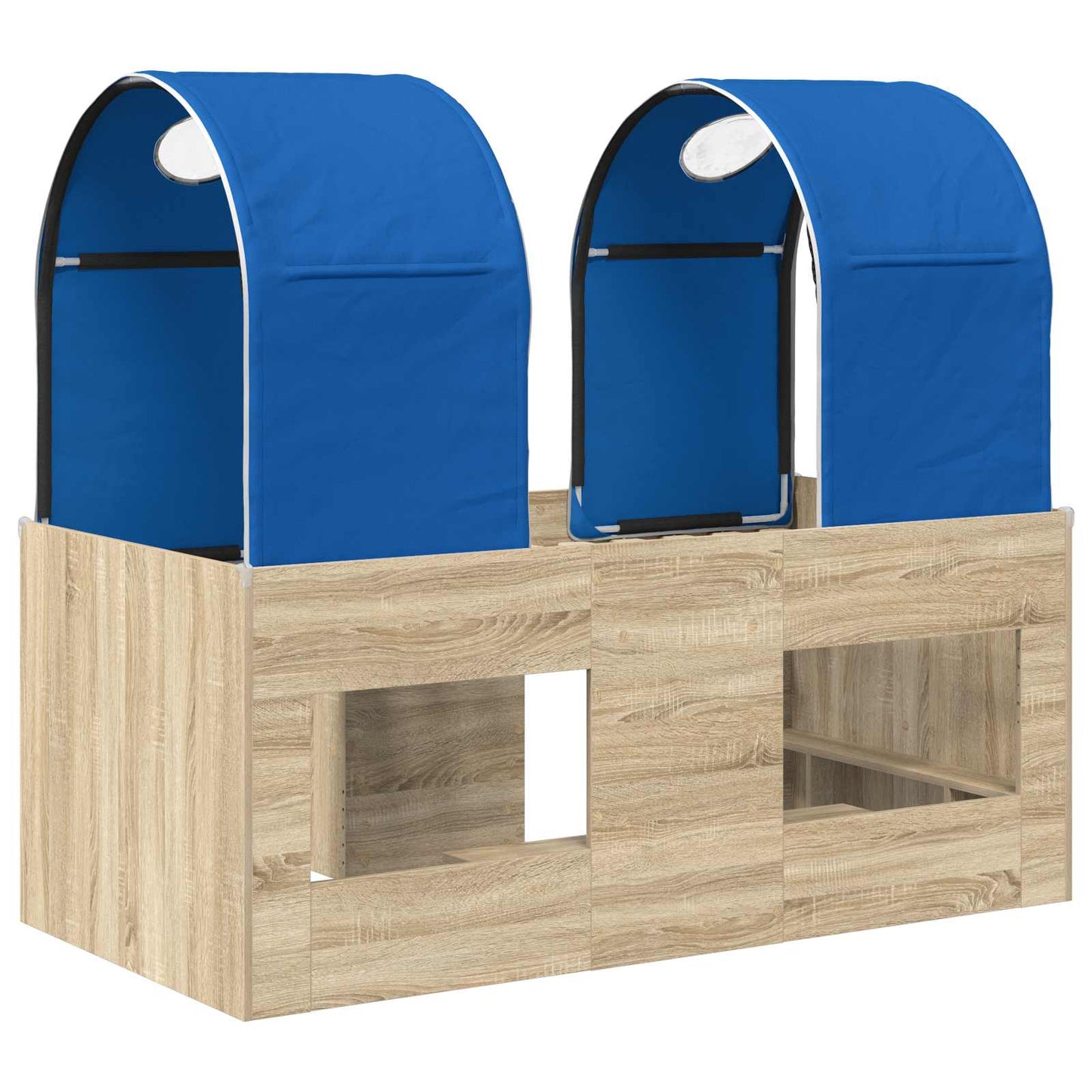 Bett mit Tunnel 3 Stk. Sonoma und Blau Holzwerkstoff