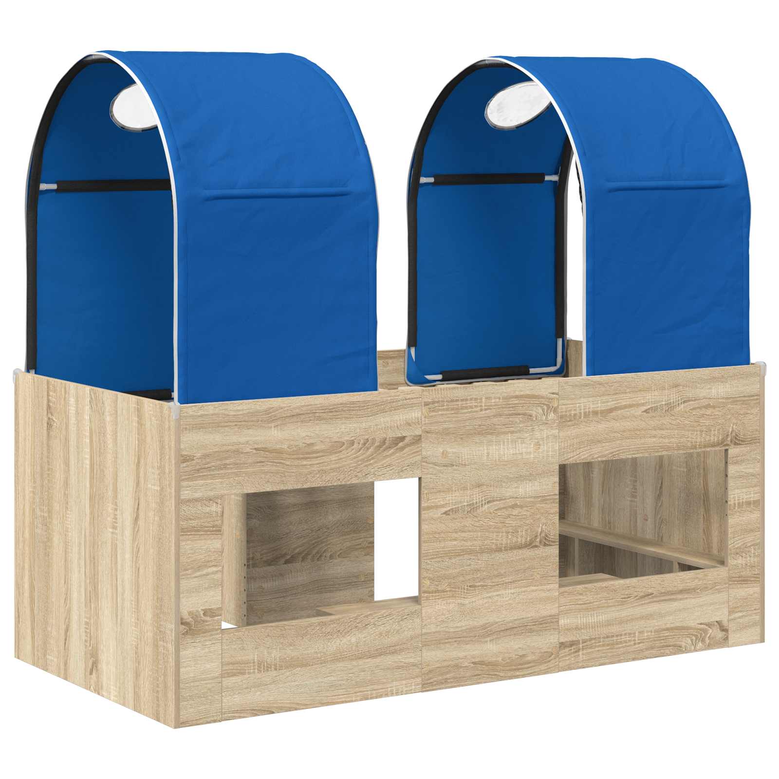 Bett mit Tunnel 3 Stk. Sonoma und Blau Holzwerkstoff