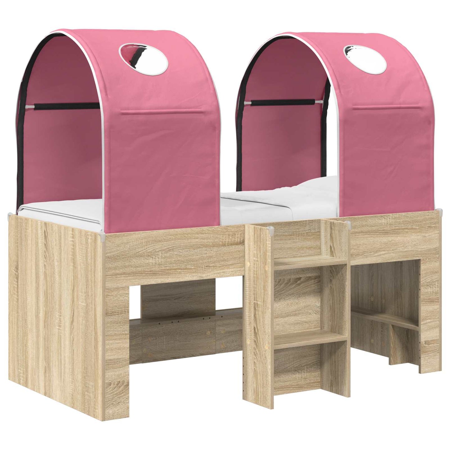 Bett mit Tunnel 3 Stk. Sonoma und Pink Holzwerkstoff
