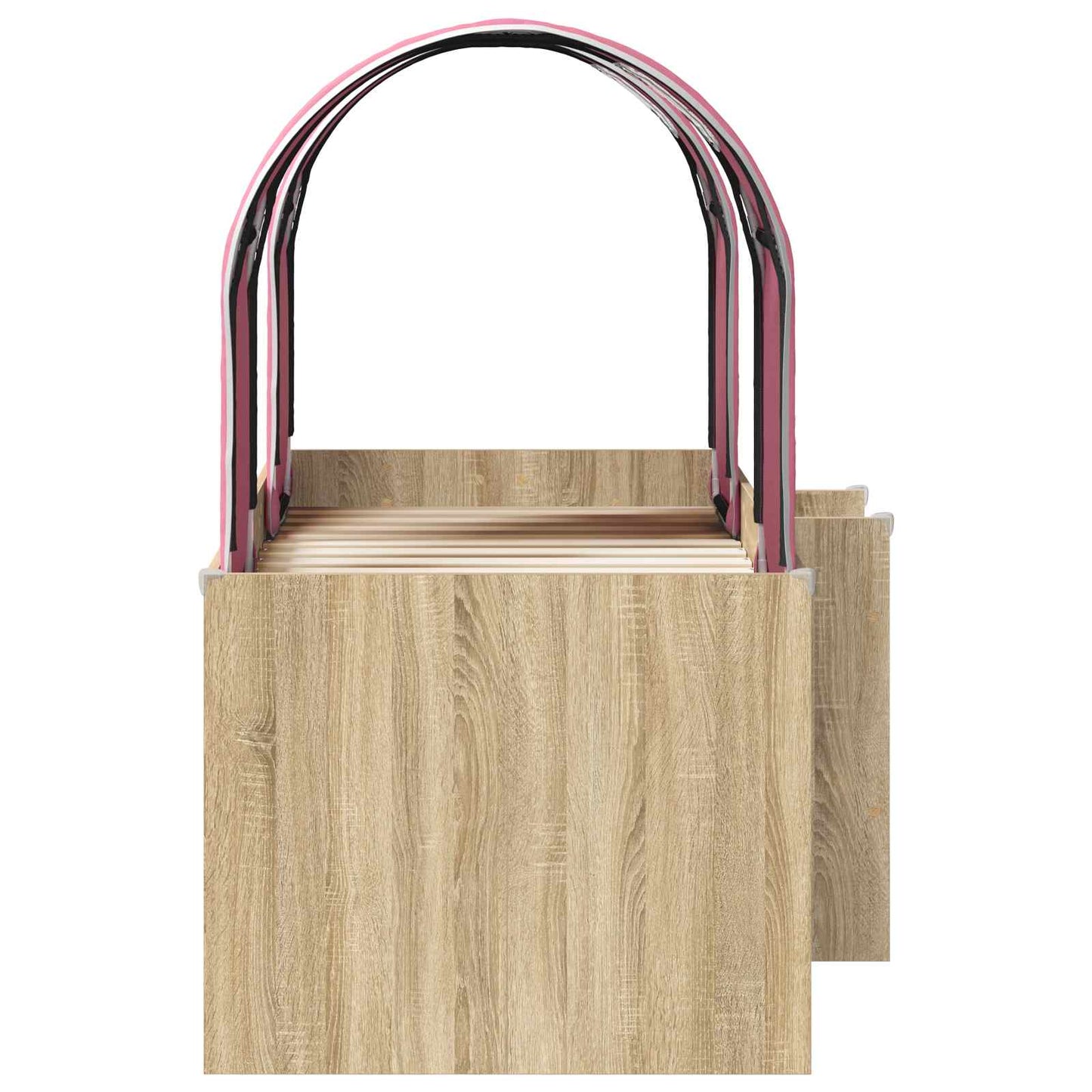Bett mit Tunnel 3 Stk. Sonoma und Pink Holzwerkstoff