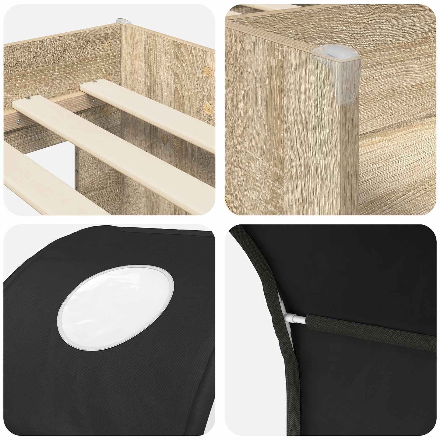 Bett mit Tunnel 3 Stk. Sonoma und Schwarz Holzwerkstoff