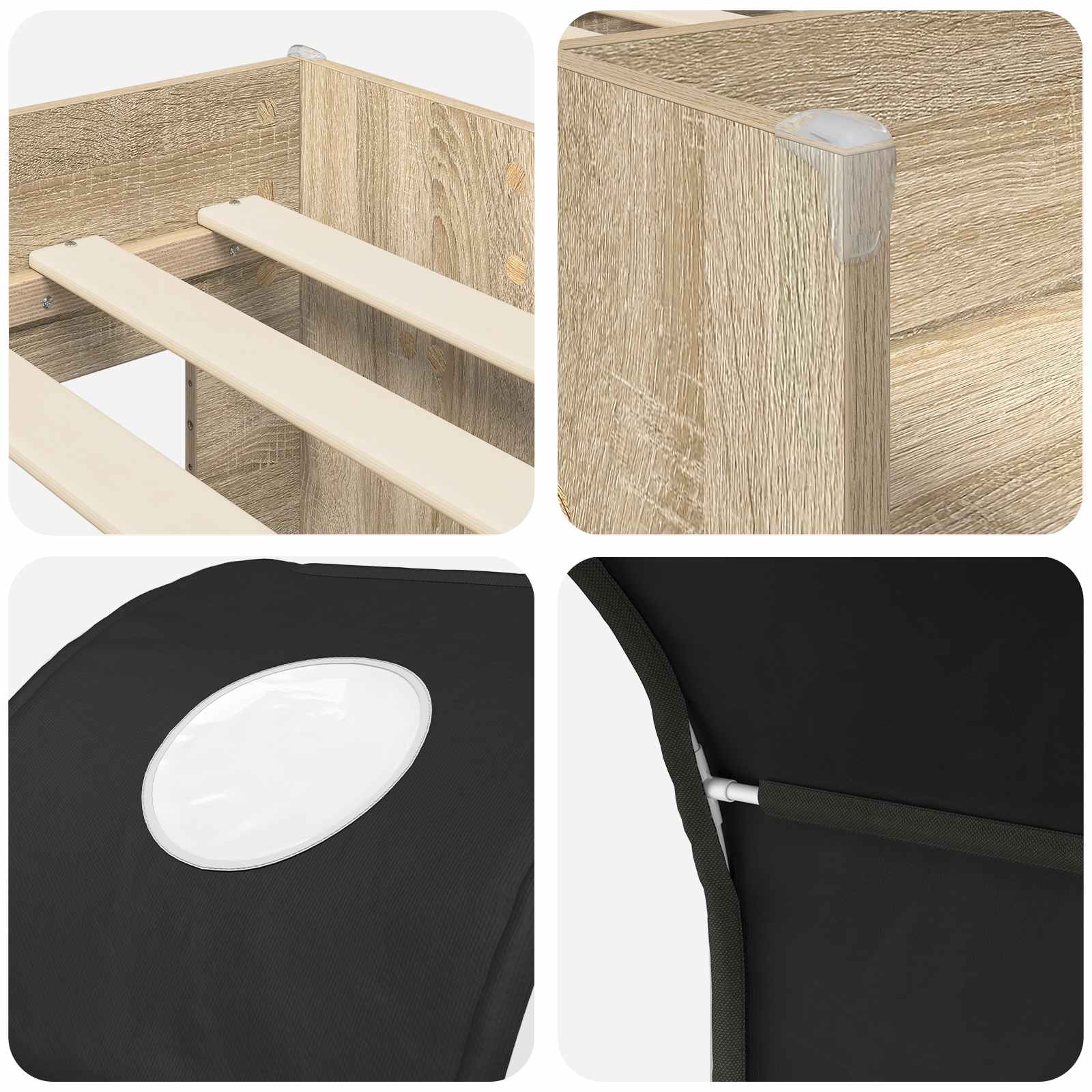 Bett mit Tunnel 3 Stk. Sonoma und Schwarz Holzwerkstoff