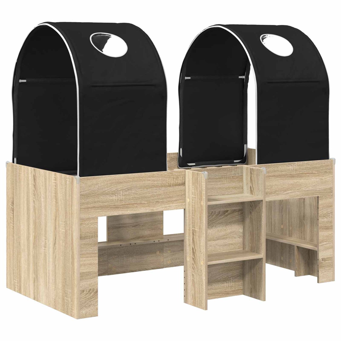 Bett mit Tunnel 3 Stk. Sonoma und Schwarz Holzwerkstoff