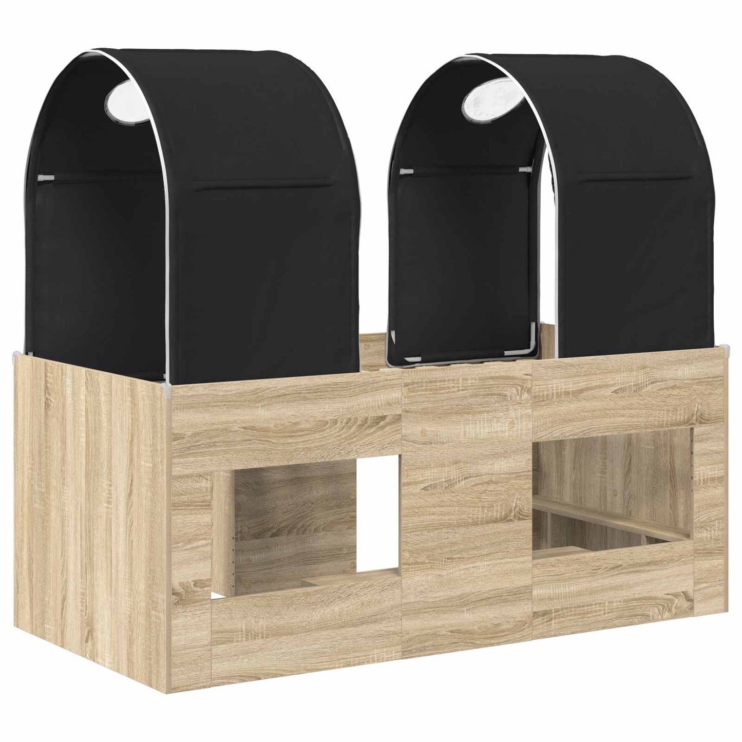 Bett mit Tunnel 3 Stk. Sonoma und Schwarz Holzwerkstoff