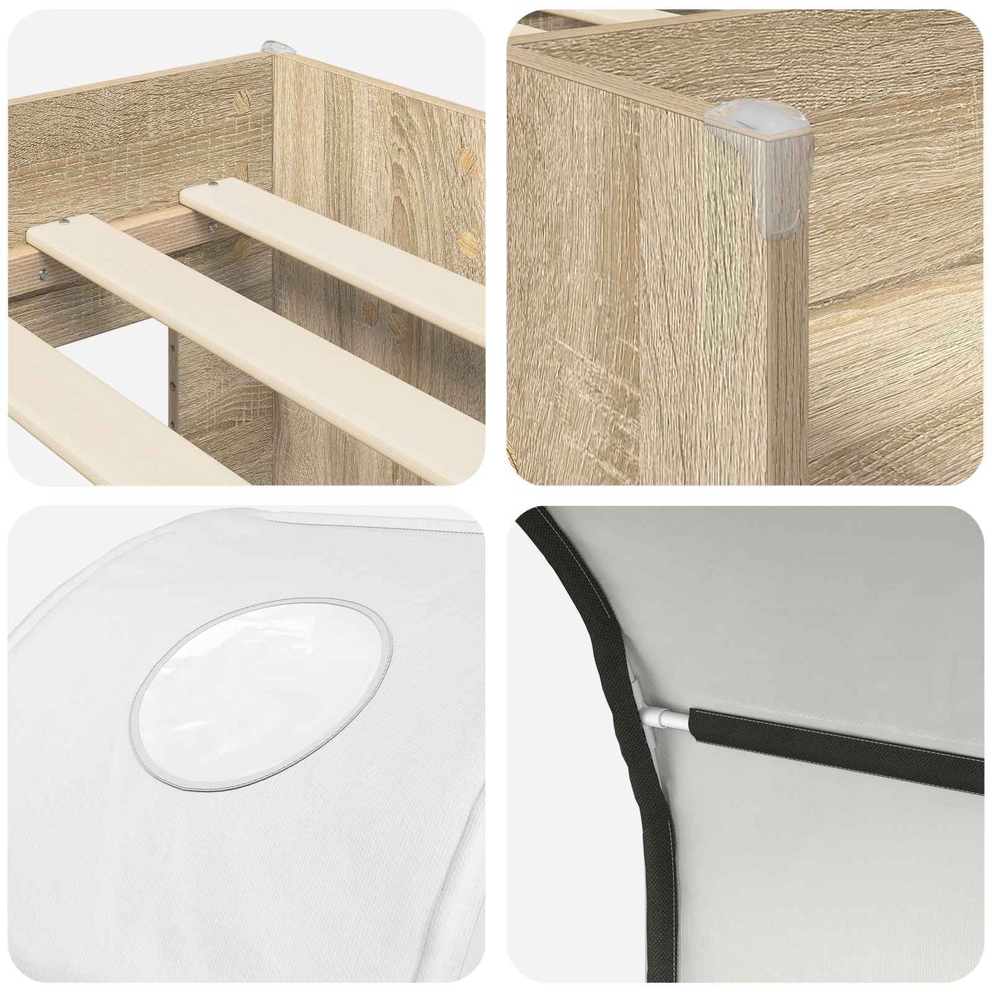 Bett mit Tunnel 3 Stk. Sonoma und Weiß Holzwerkstoff
