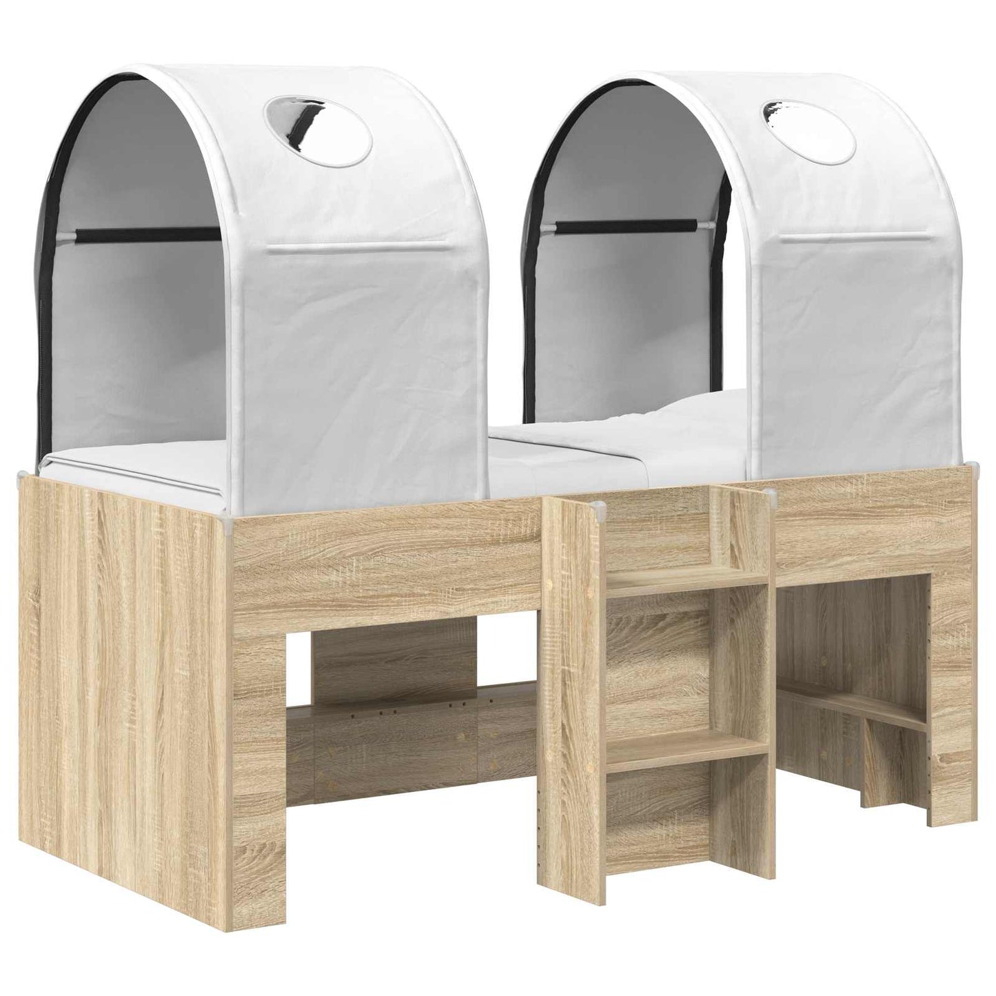 Bett mit Tunnel 3 Stk. Sonoma und Weiß Holzwerkstoff