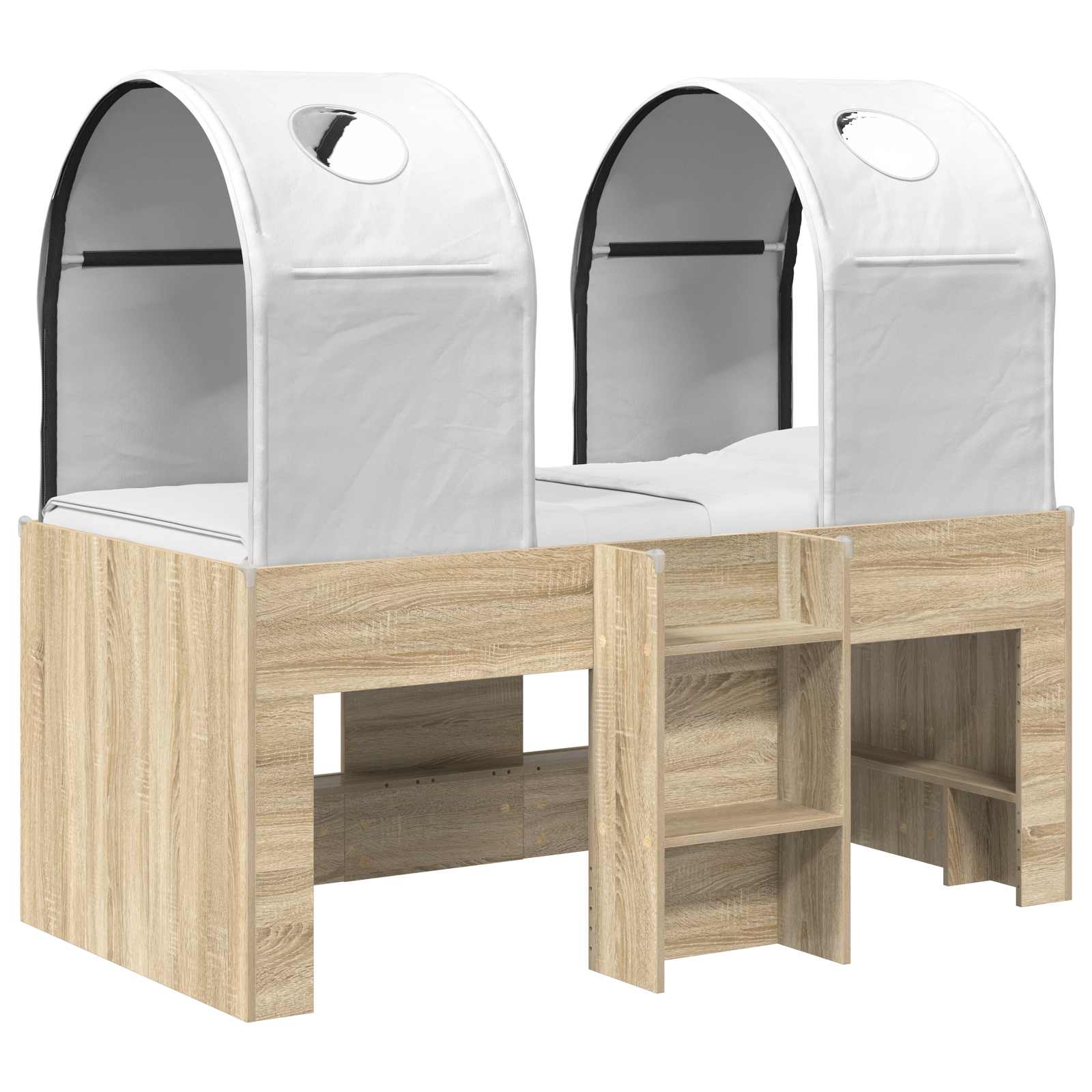Bett mit Tunnel 3 Stk. Sonoma und Weiß Holzwerkstoff