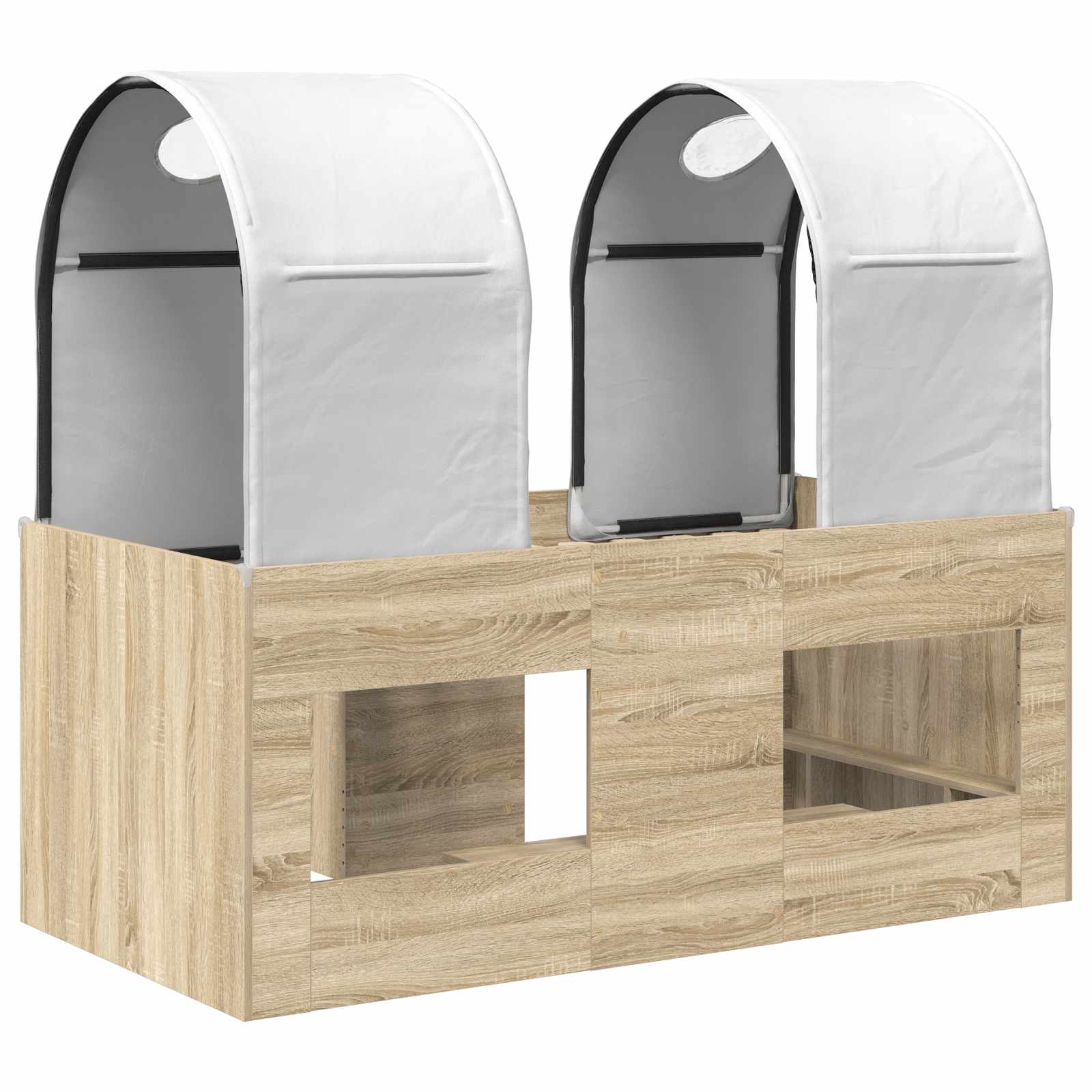 Bett mit Tunnel 3 Stk. Sonoma und Weiß Holzwerkstoff