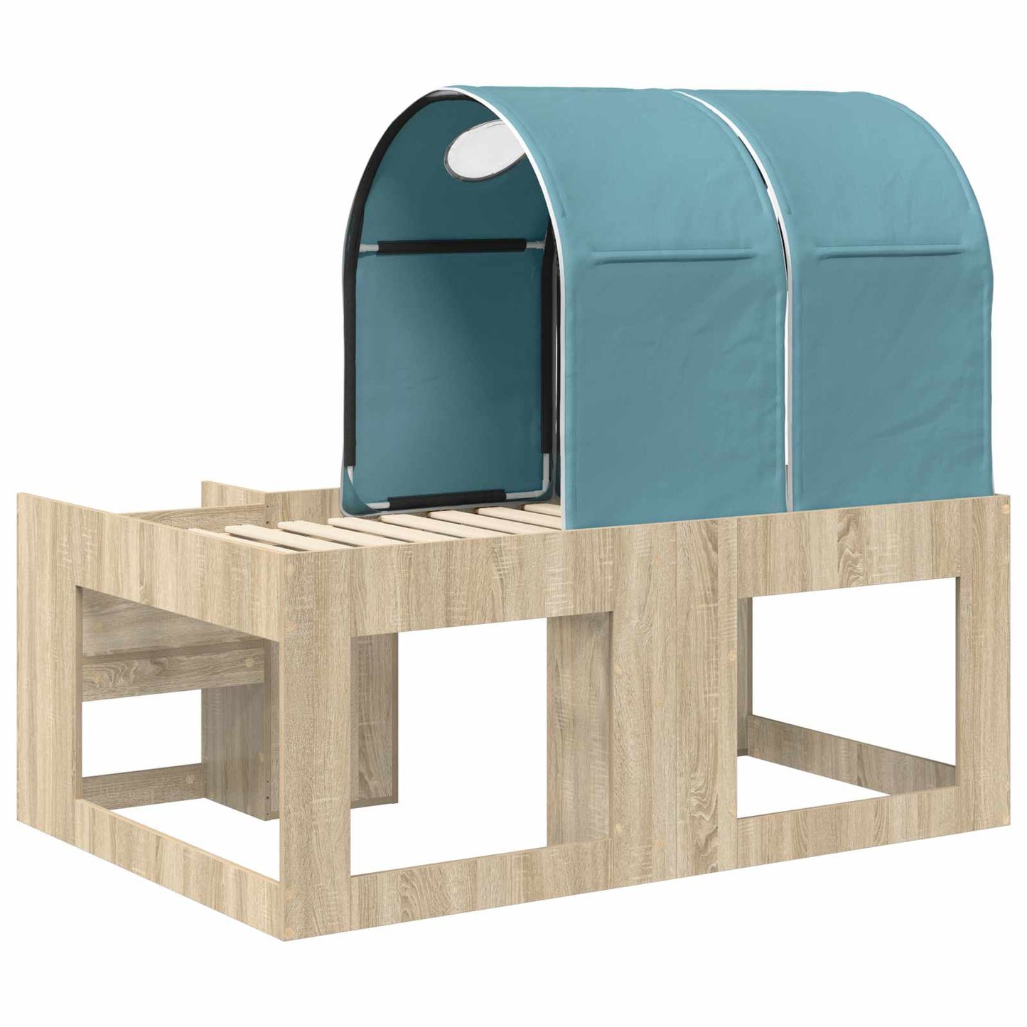 Bett mit Tunnel 3 Stk. Sonoma Eiche und Hellblau Holzwerkstoff