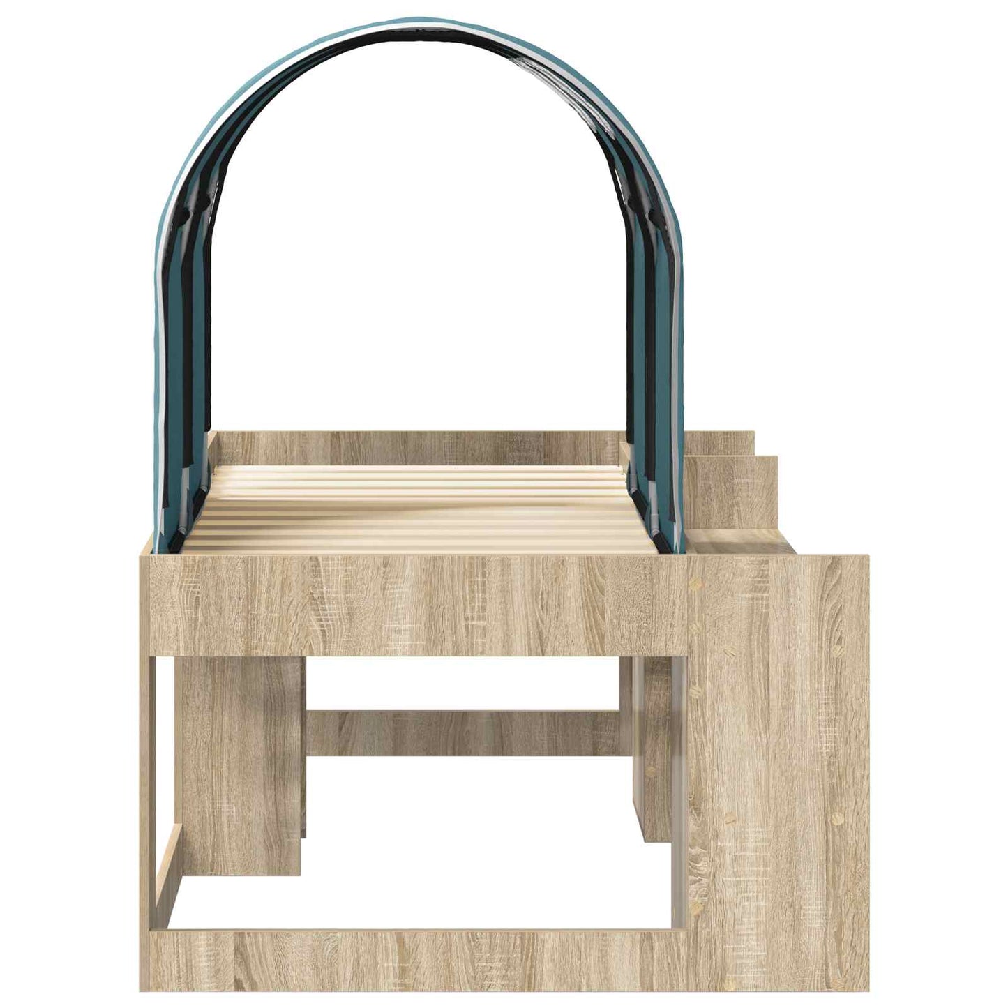 Bett mit Tunnel 3 Stk. Sonoma Eiche und Hellblau Holzwerkstoff