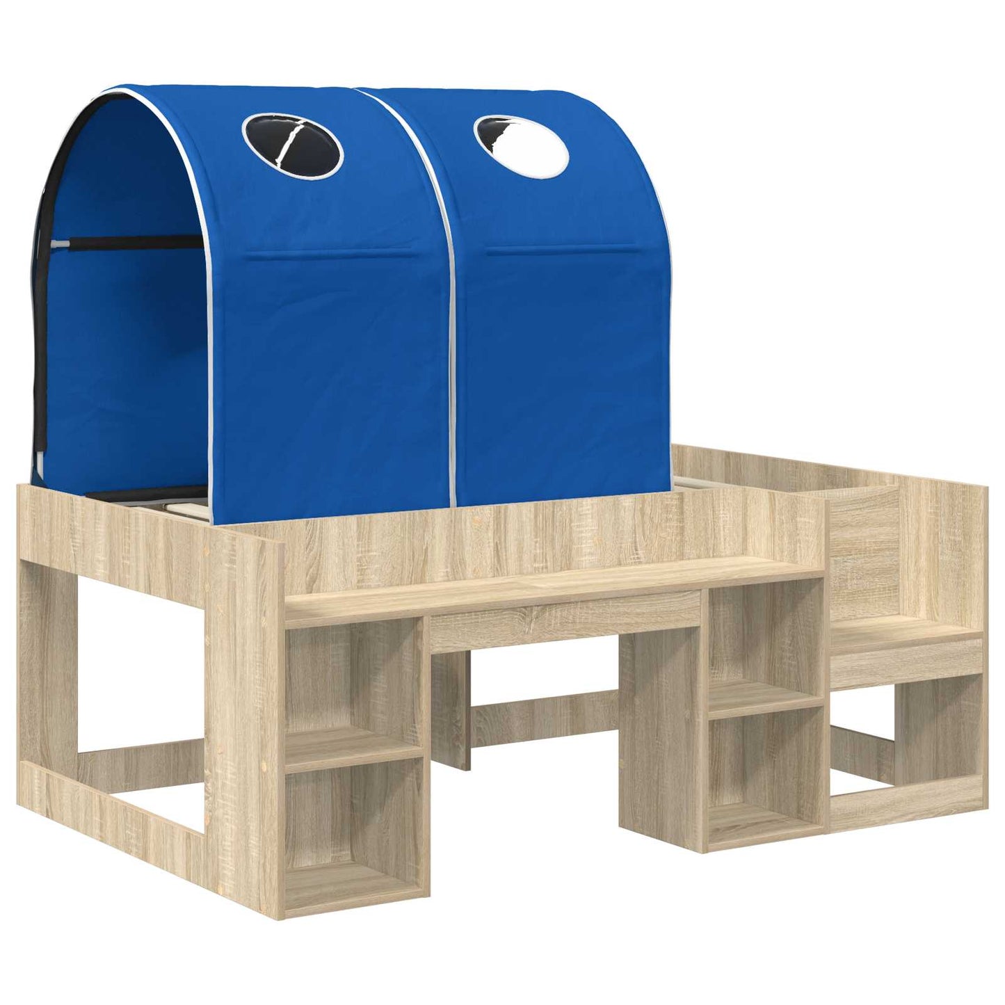 Bett mit Tunnel 3 Stk. Sonoma Eiche und Blau Holzwerkstoff