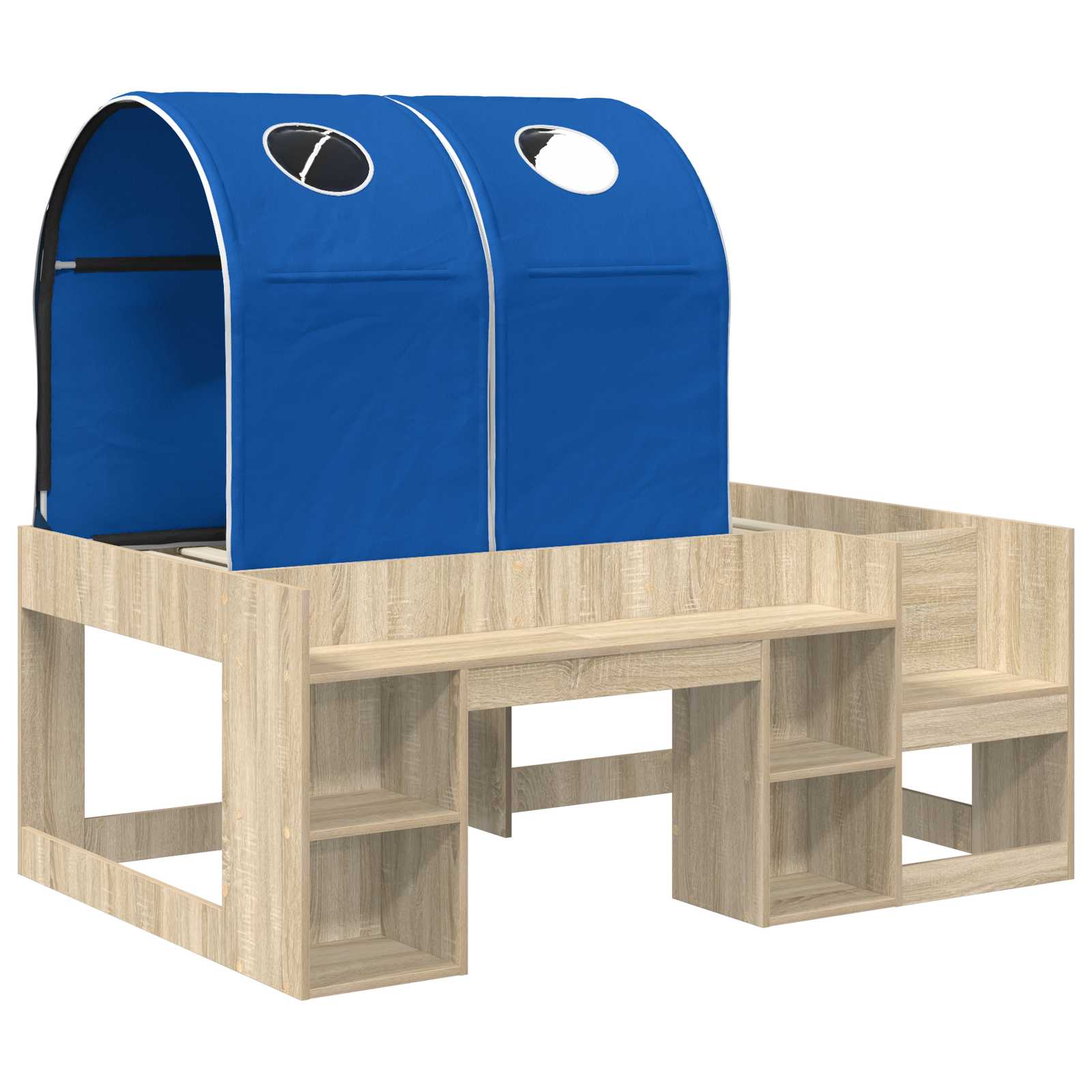 Bett mit Tunnel 3 Stk. Sonoma Eiche und Blau Holzwerkstoff