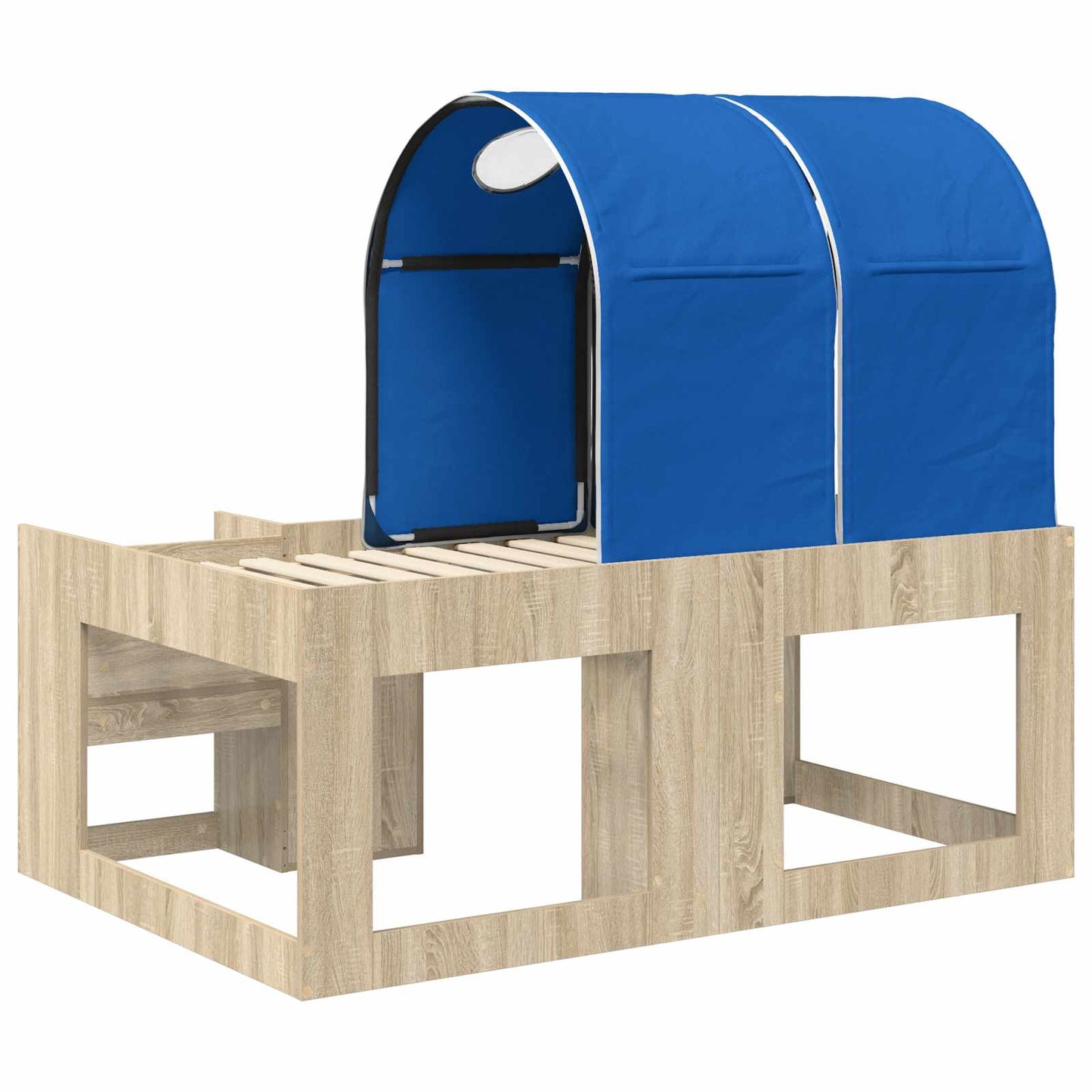Bett mit Tunnel 3 Stk. Sonoma Eiche und Blau Holzwerkstoff