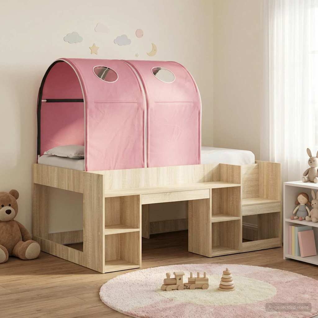 Bett mit Tunnel 3 Stk. Sonoma Eiche und Pink Holzwerkstoff