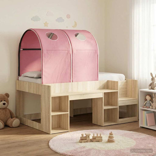 Bett mit Tunnel 3 Stk. Sonoma Eiche und Pink Holzwerkstoff