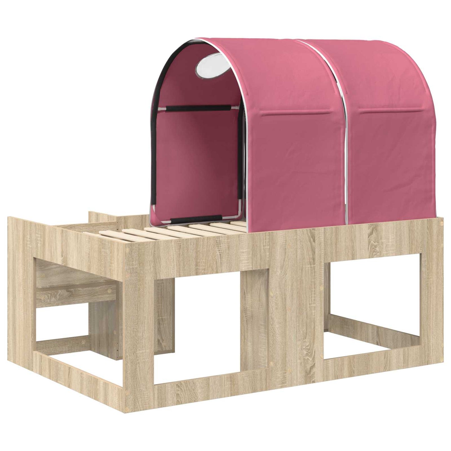 Bett mit Tunnel 3 Stk. Sonoma Eiche und Pink Holzwerkstoff