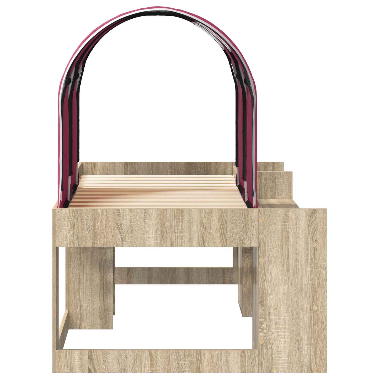Bett mit Tunnel 3 Stk. Sonoma Eiche und Rot Holzwerkstoff