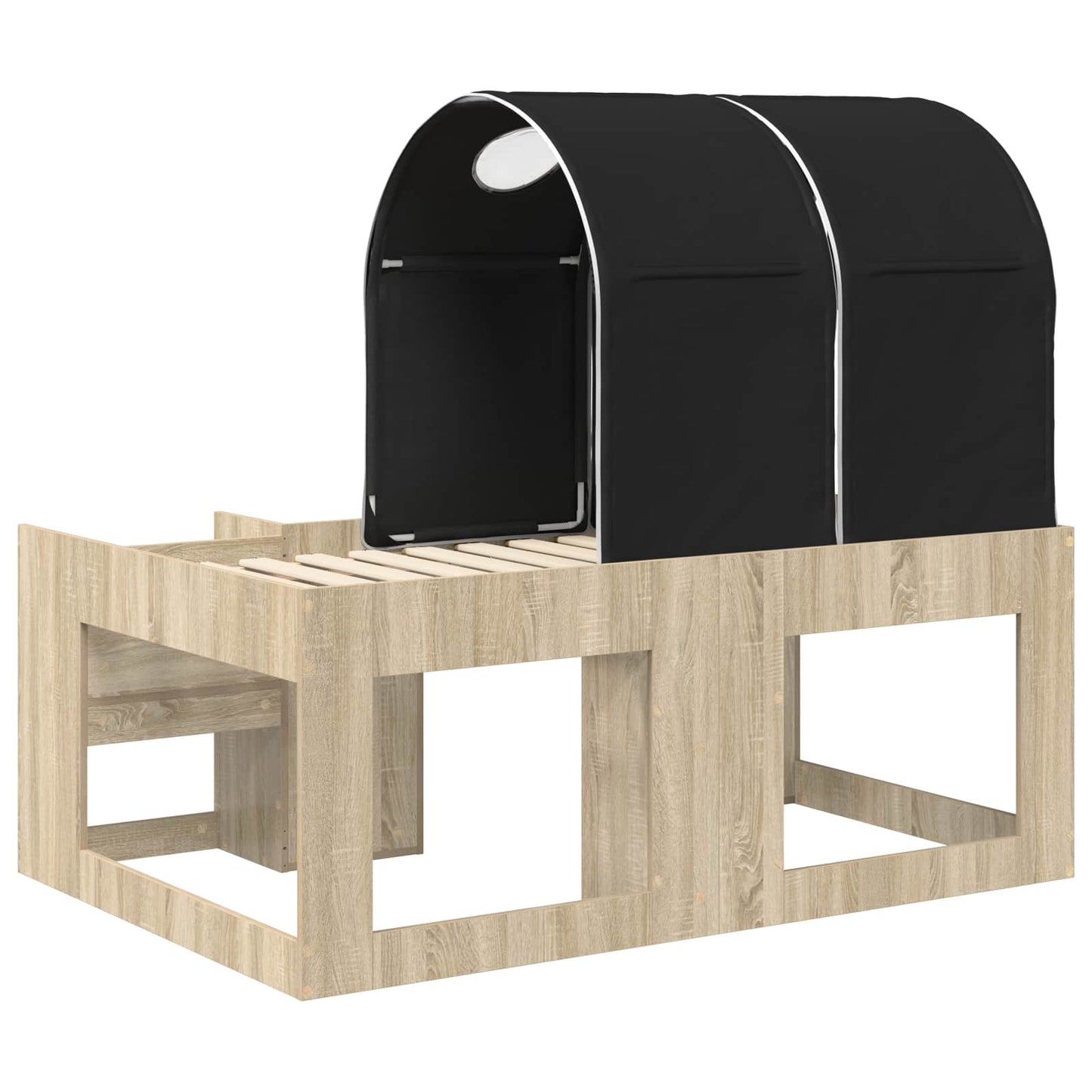 Bett mit Tunnel 3 Stk. Sonoma Eiche und Schwarz Holzwerkstoff