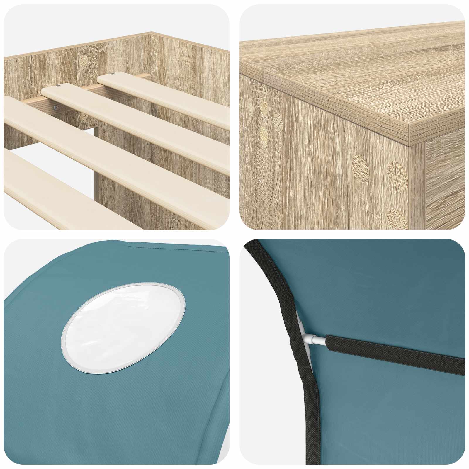 Bett mit Tunnel 3 stk. Sonoma Eiche und Hellblau Holzwerkstoff