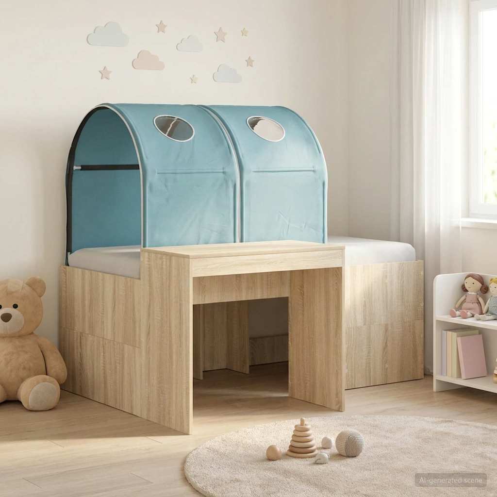 Bett mit Tunnel 3 stk. Sonoma Eiche und Hellblau Holzwerkstoff