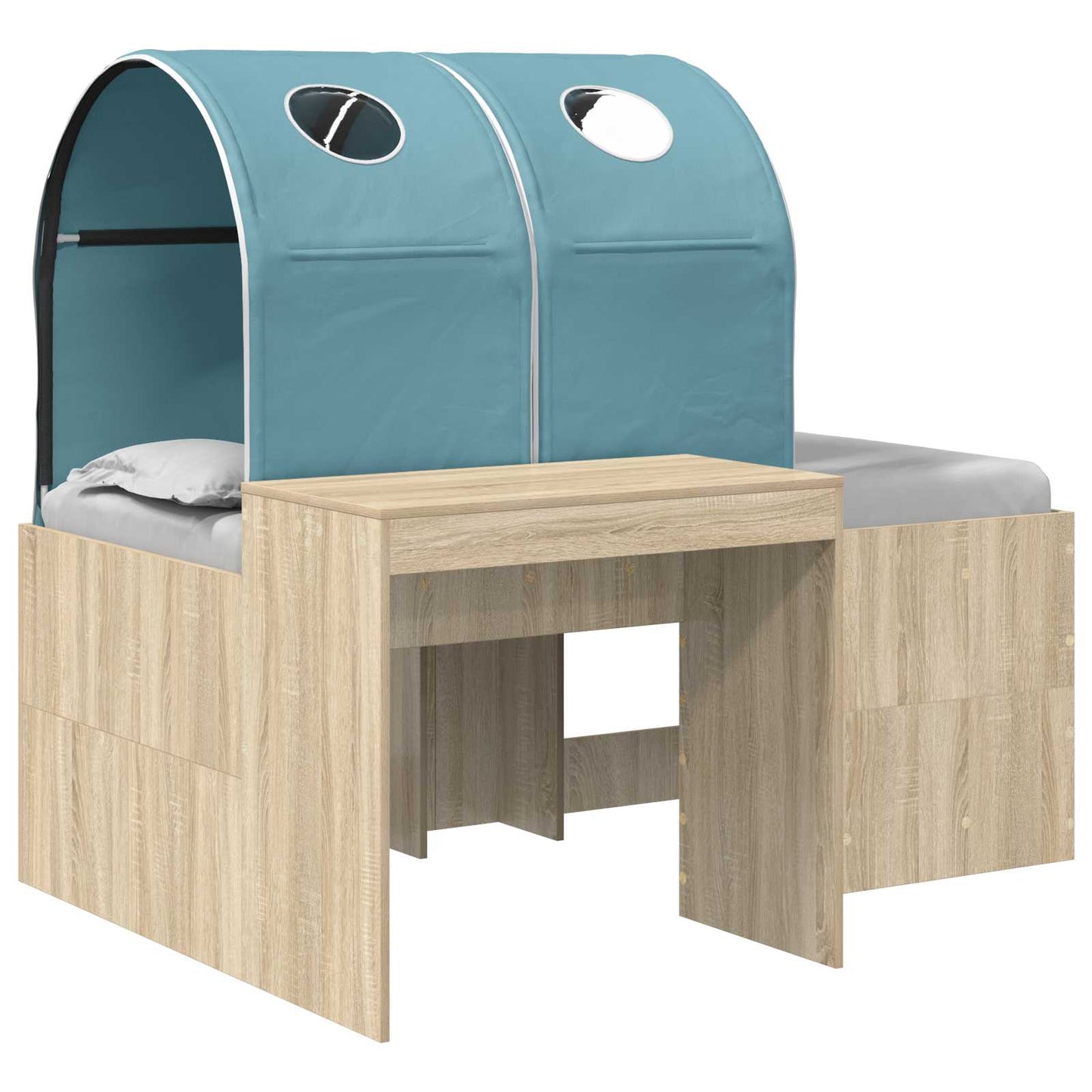 Bett mit Tunnel 3 Stk. Artisian Eiche und Hellblau