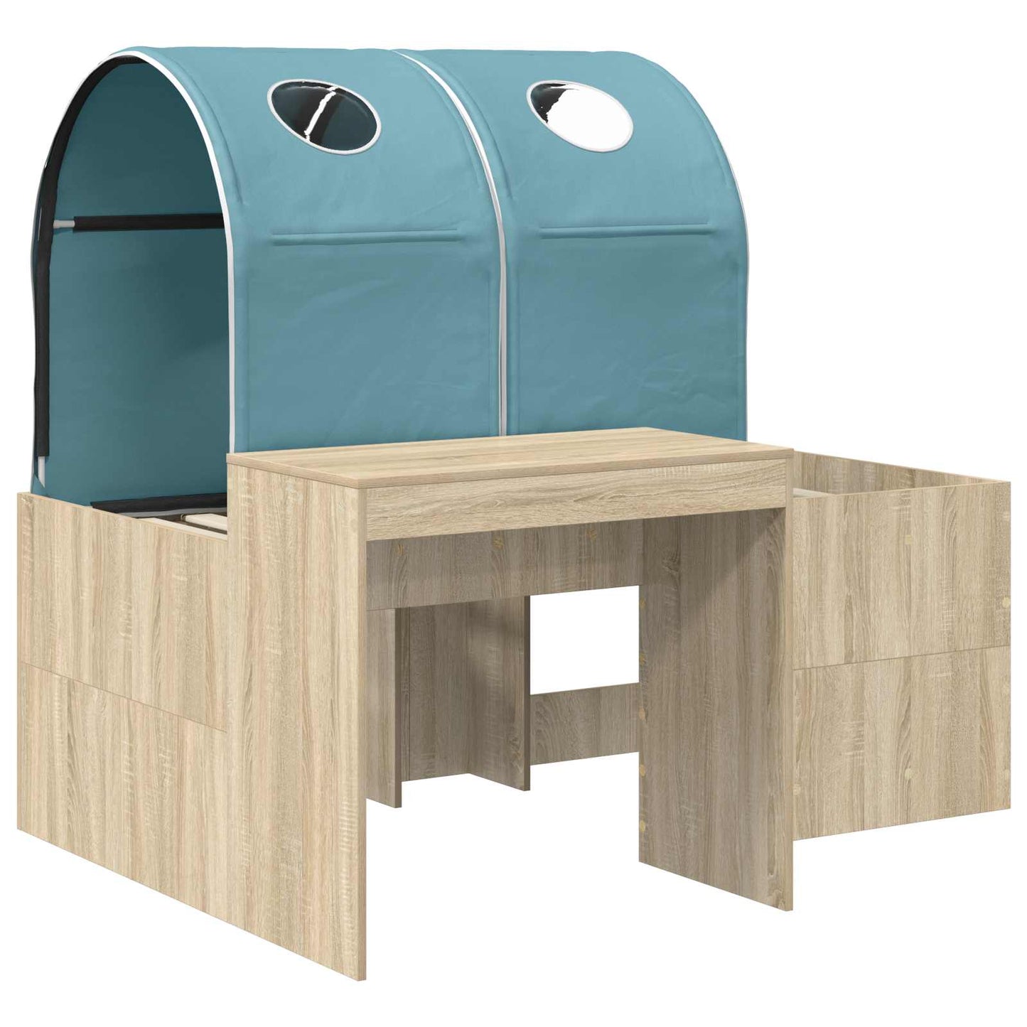 Bett mit Tunnel 3 stk. Sonoma Eiche und Hellblau Holzwerkstoff