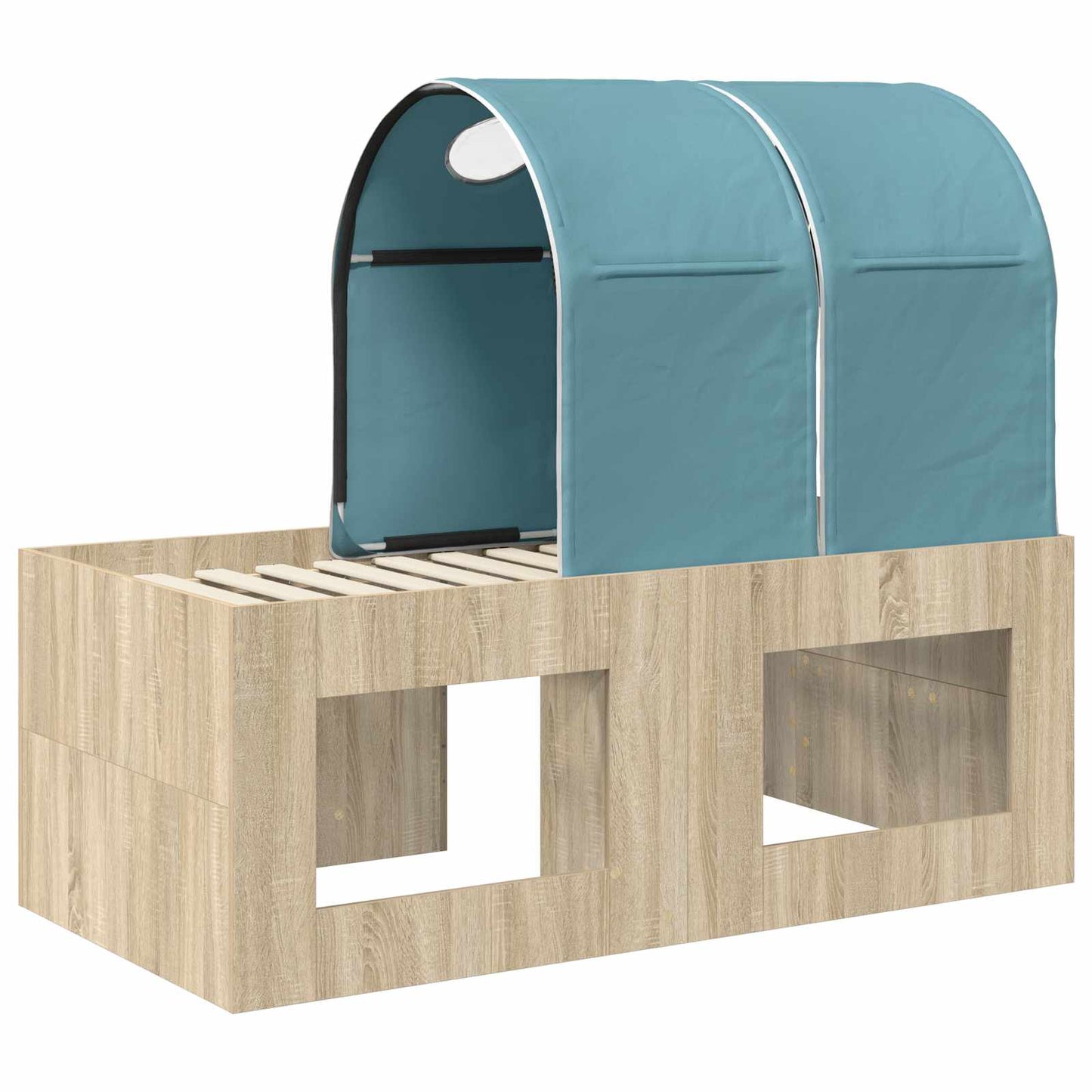Bett mit Tunnel 3 stk. Sonoma Eiche und Hellblau Holzwerkstoff