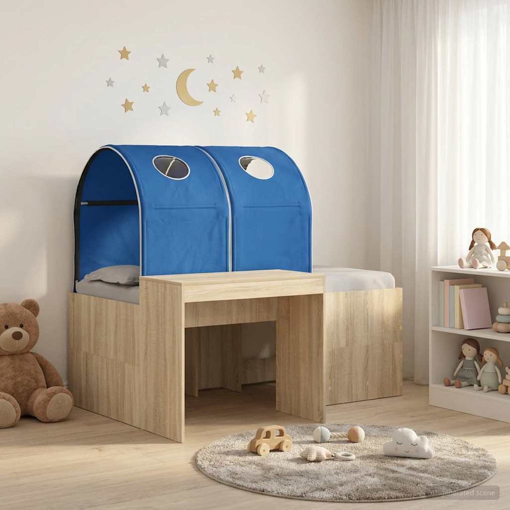 Bett mit Tunnel 3 stk. Sonoma Eiche und Blau Holzwerkstoff