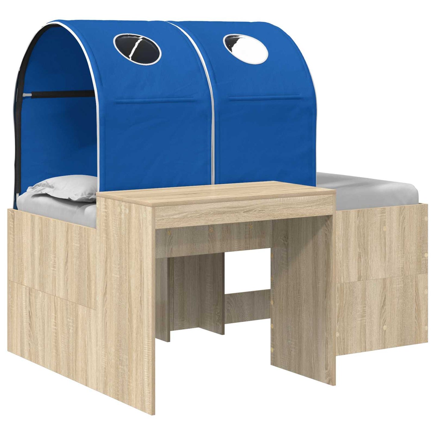 Bett mit Tunnel 3 Stk. Artisian Eiche und Blau Holzwerkstoff