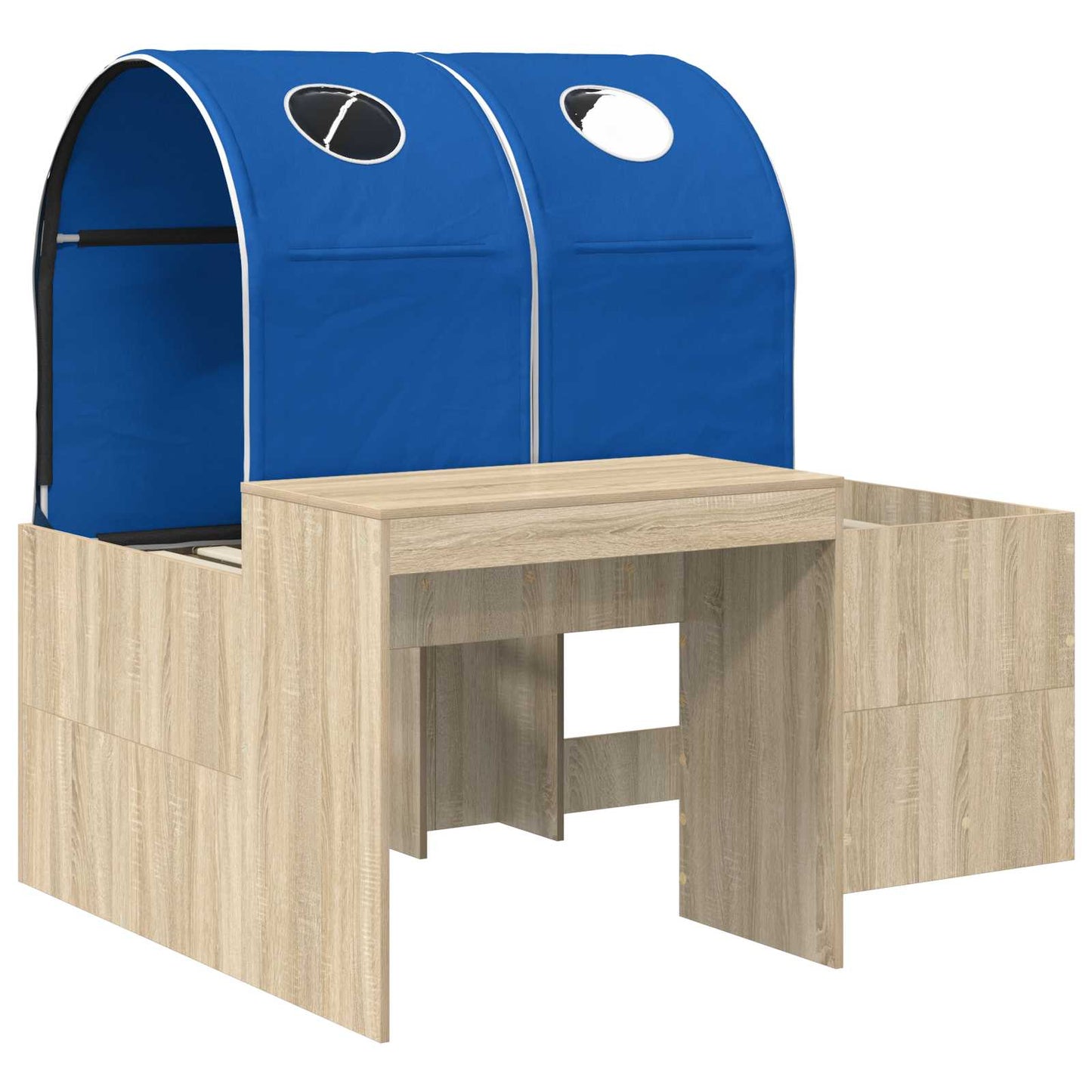 Bett mit Tunnel 3 Stk. Artisian Eiche und Blau Holzwerkstoff