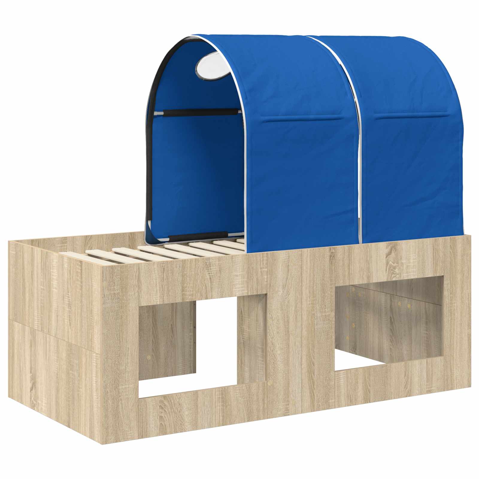 Bett mit Tunnel 3 stk. Sonoma Eiche und Blau Holzwerkstoff