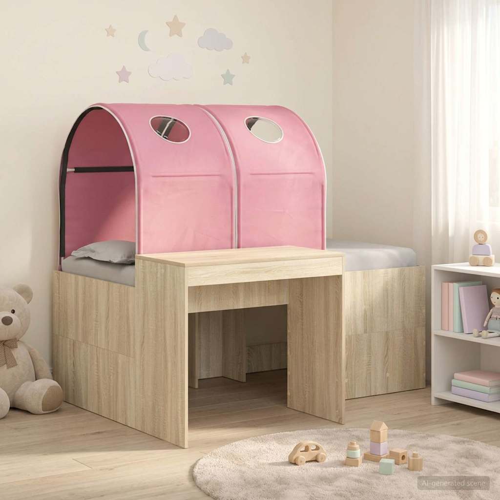 Bett mit Tunnel 3 stk. Sonoma Eiche und Pink Holzwerkstoff