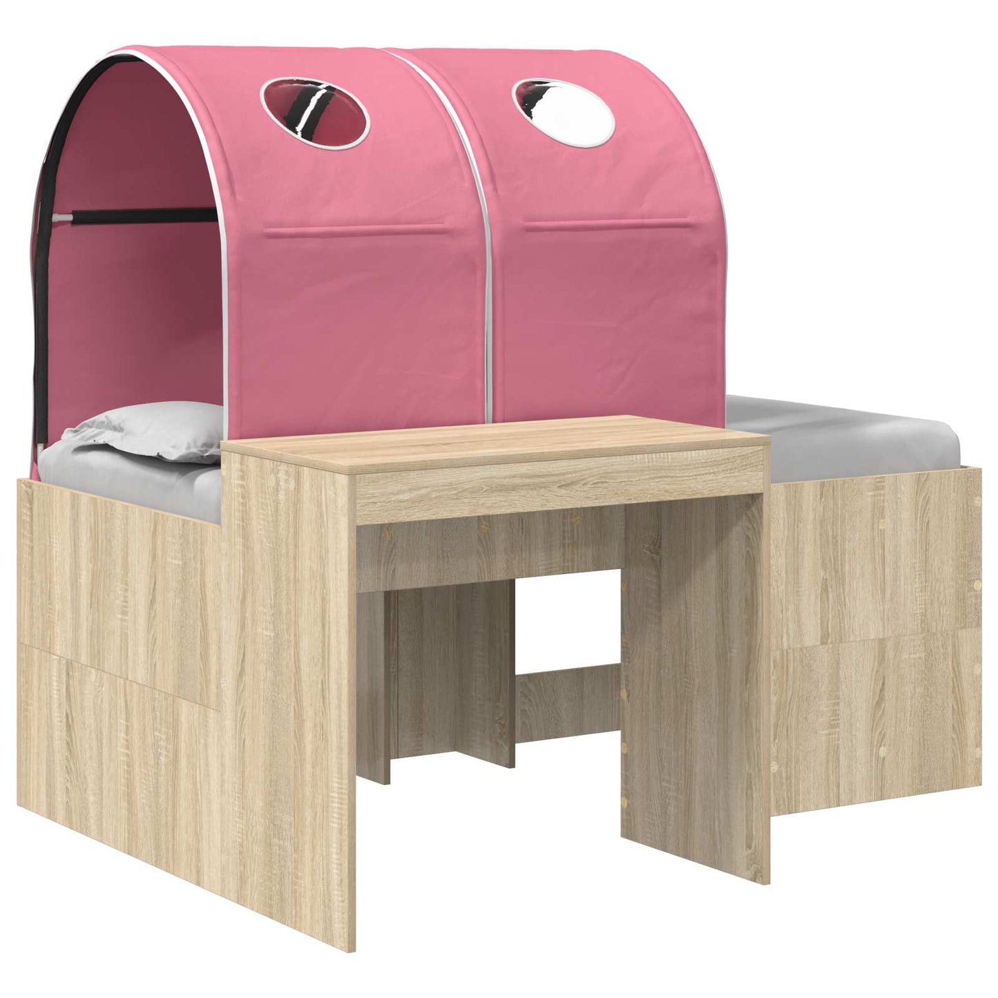 Bett mit Tunnel 3 Stk. Artisian Eiche und Pink Holzwerkstoff