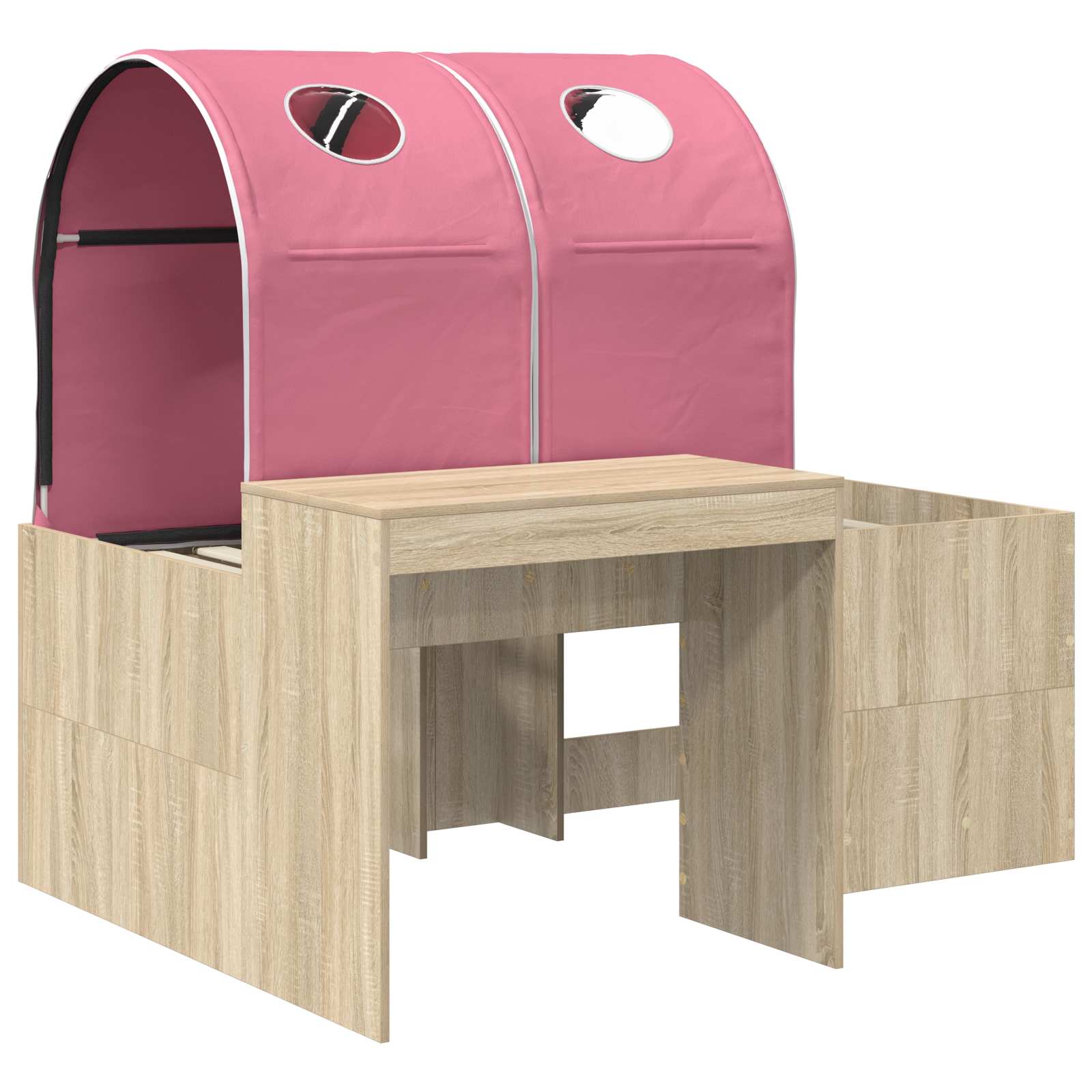 Bett mit Tunnel 3 Stk. Artisian Eiche und Pink Holzwerkstoff