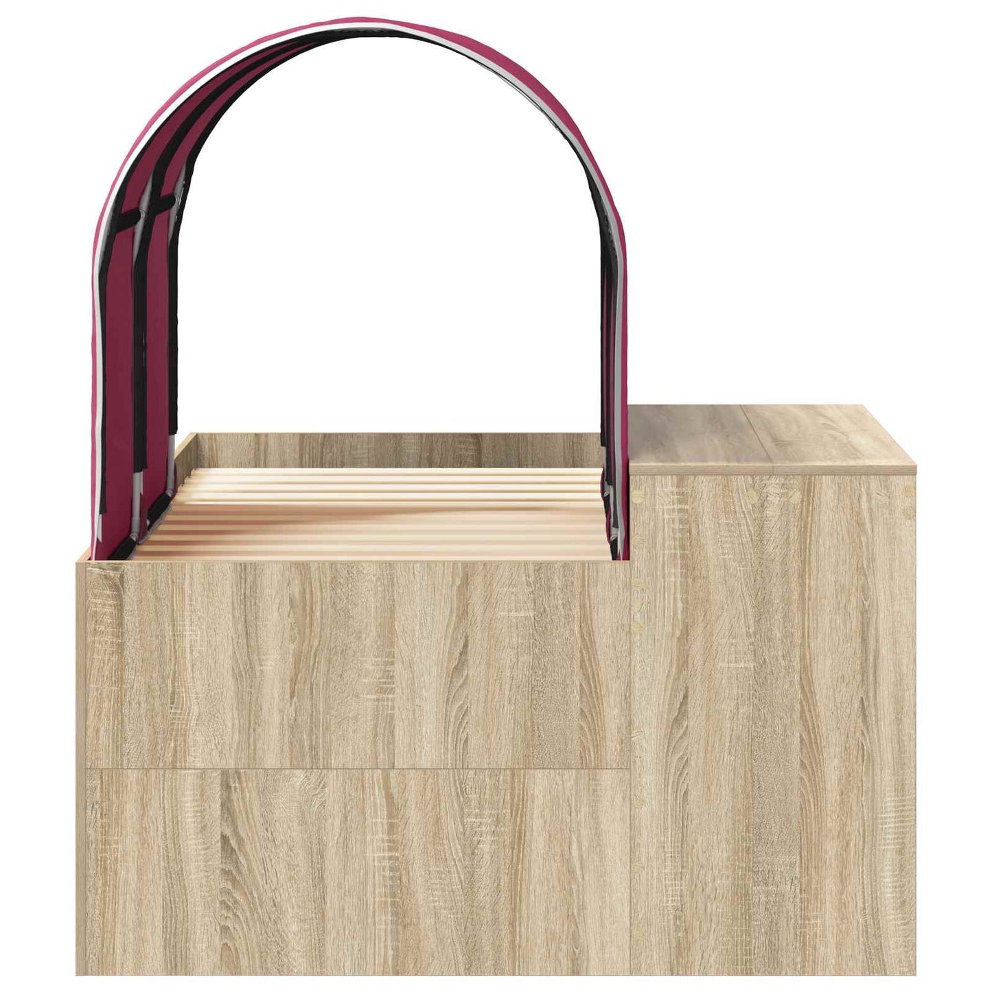 Bett mit Tunnel 3 stk. Sonoma Eiche und Rot Holzwerkstoff