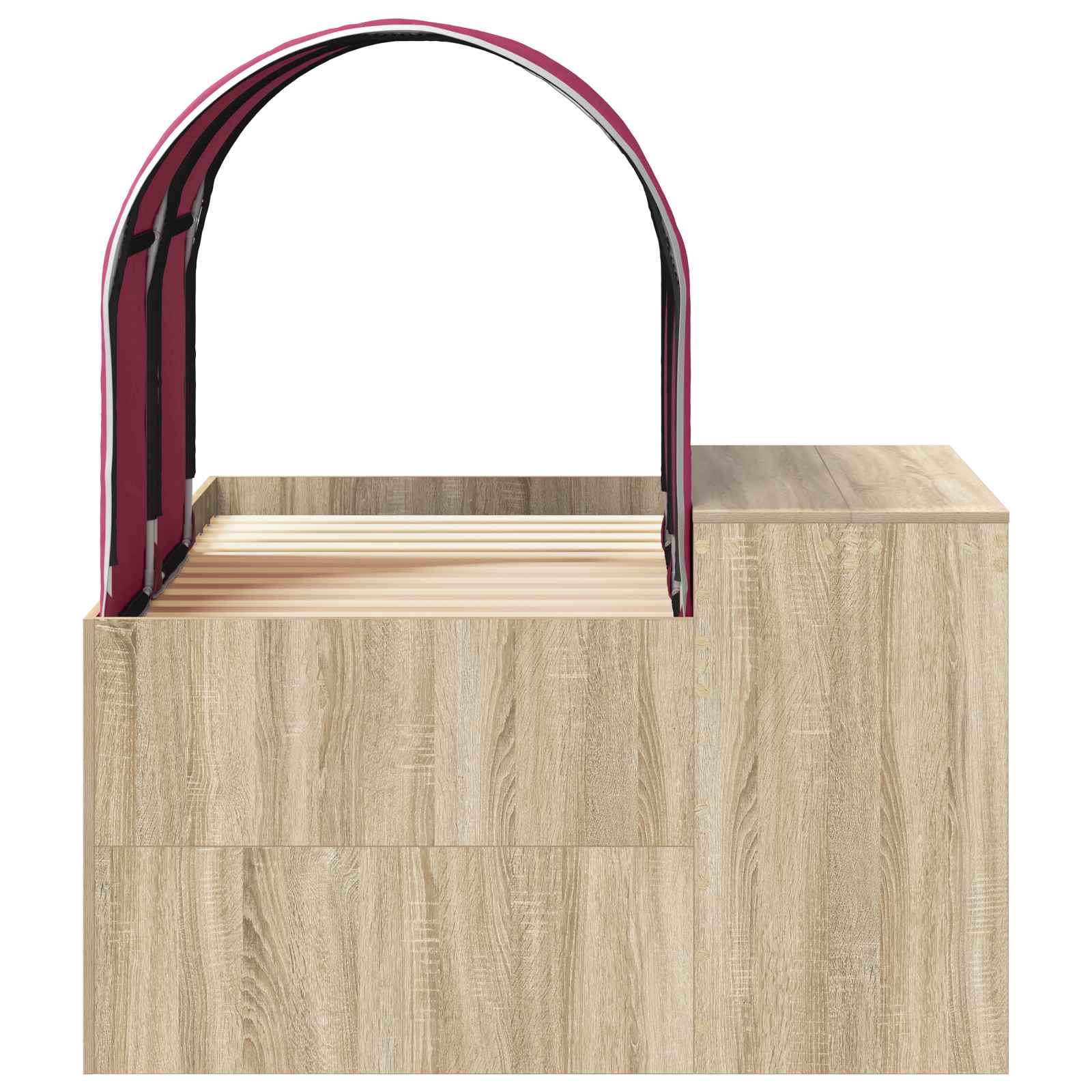 Bett mit Tunnel 3 stk. Sonoma Eiche und Rot Holzwerkstoff