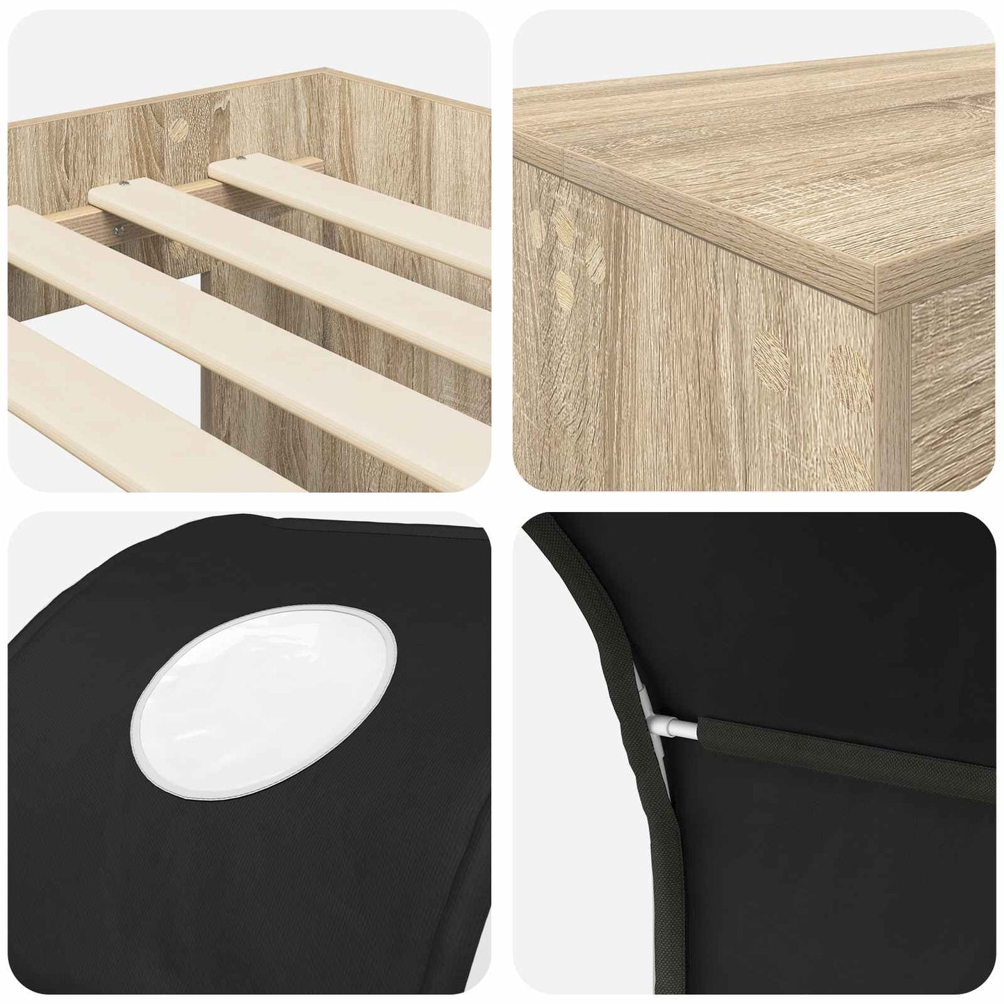 Bett mit Tunnel 3 stk. Sonoma Eiche und Schwarz Holzwerkstoff