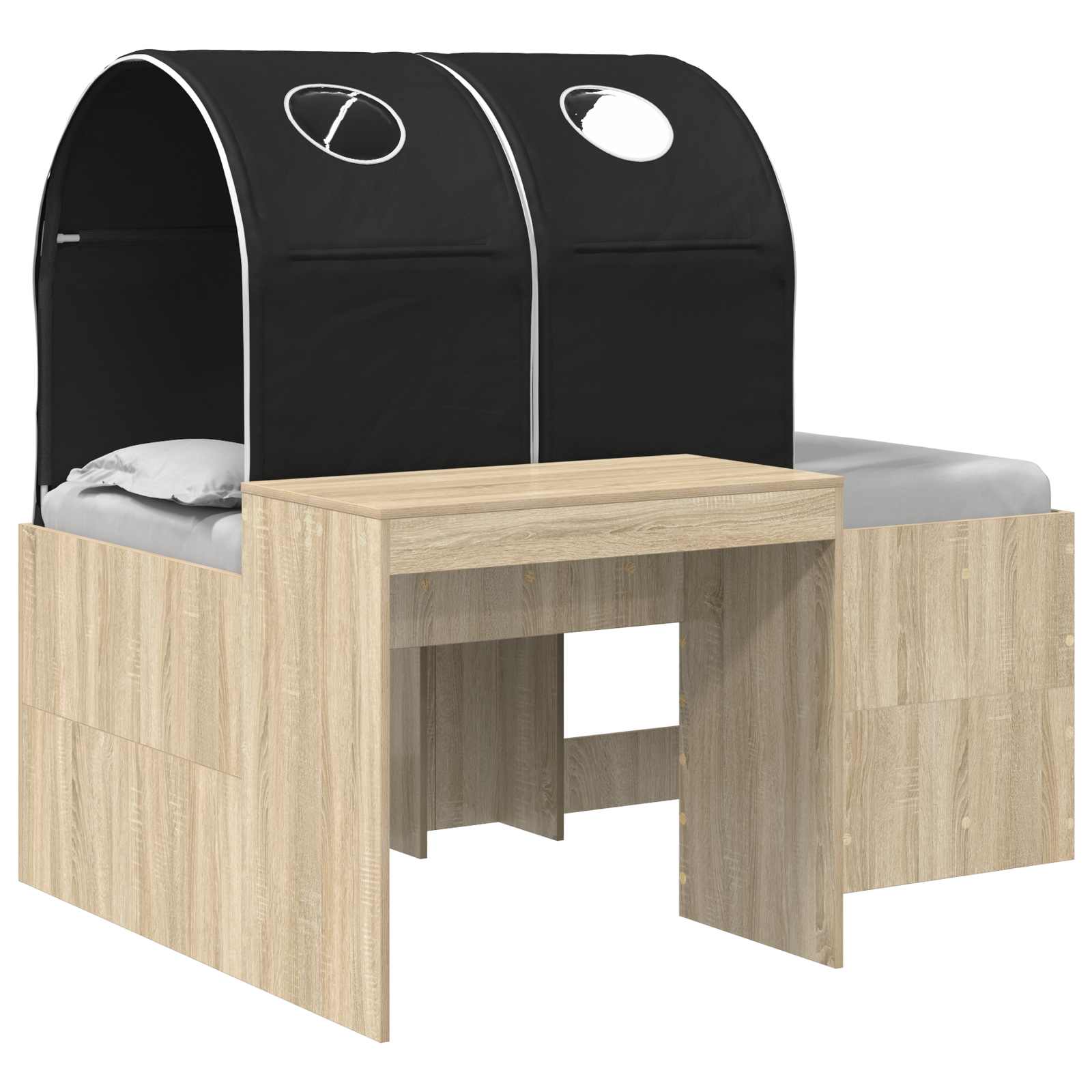 Bett mit Tunnel 3 Stk. Artisian Eiche und Schwarz Holzwerkstoff