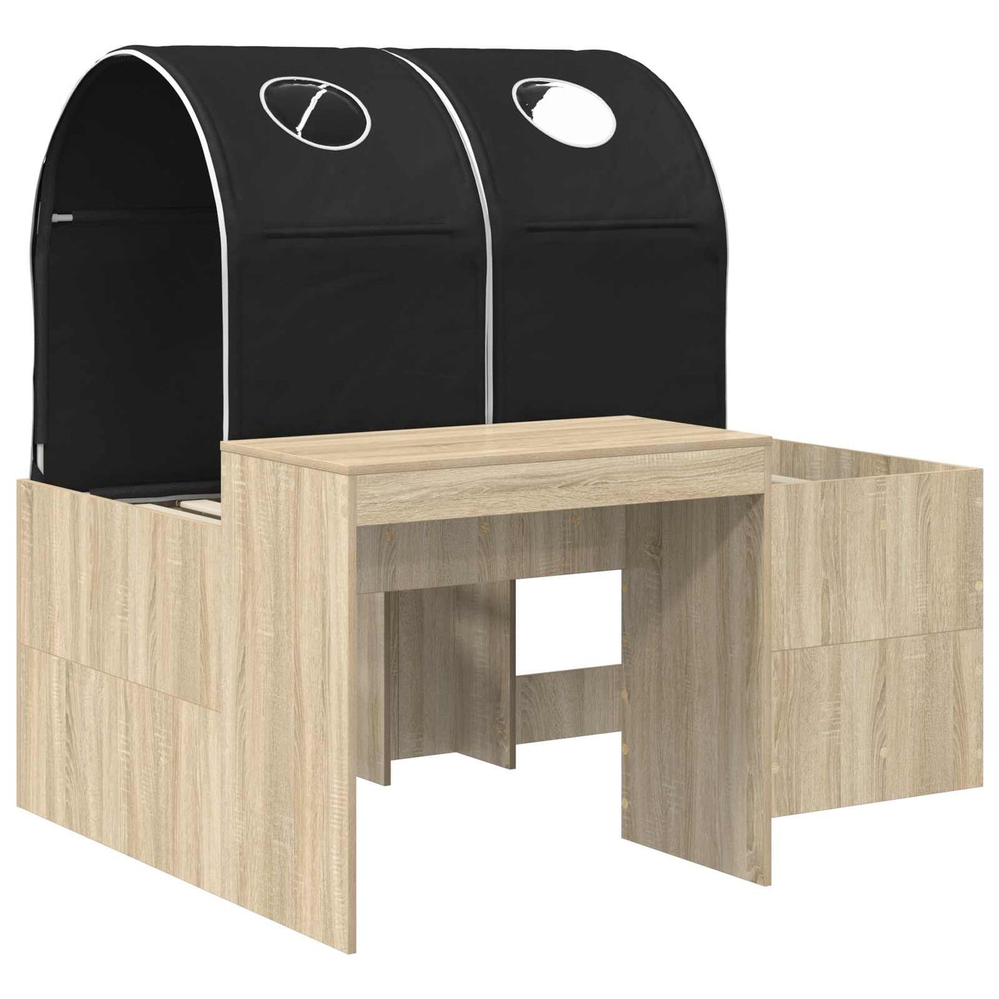 Bett mit Tunnel 3 Stk. Artisian Eiche und Schwarz Holzwerkstoff