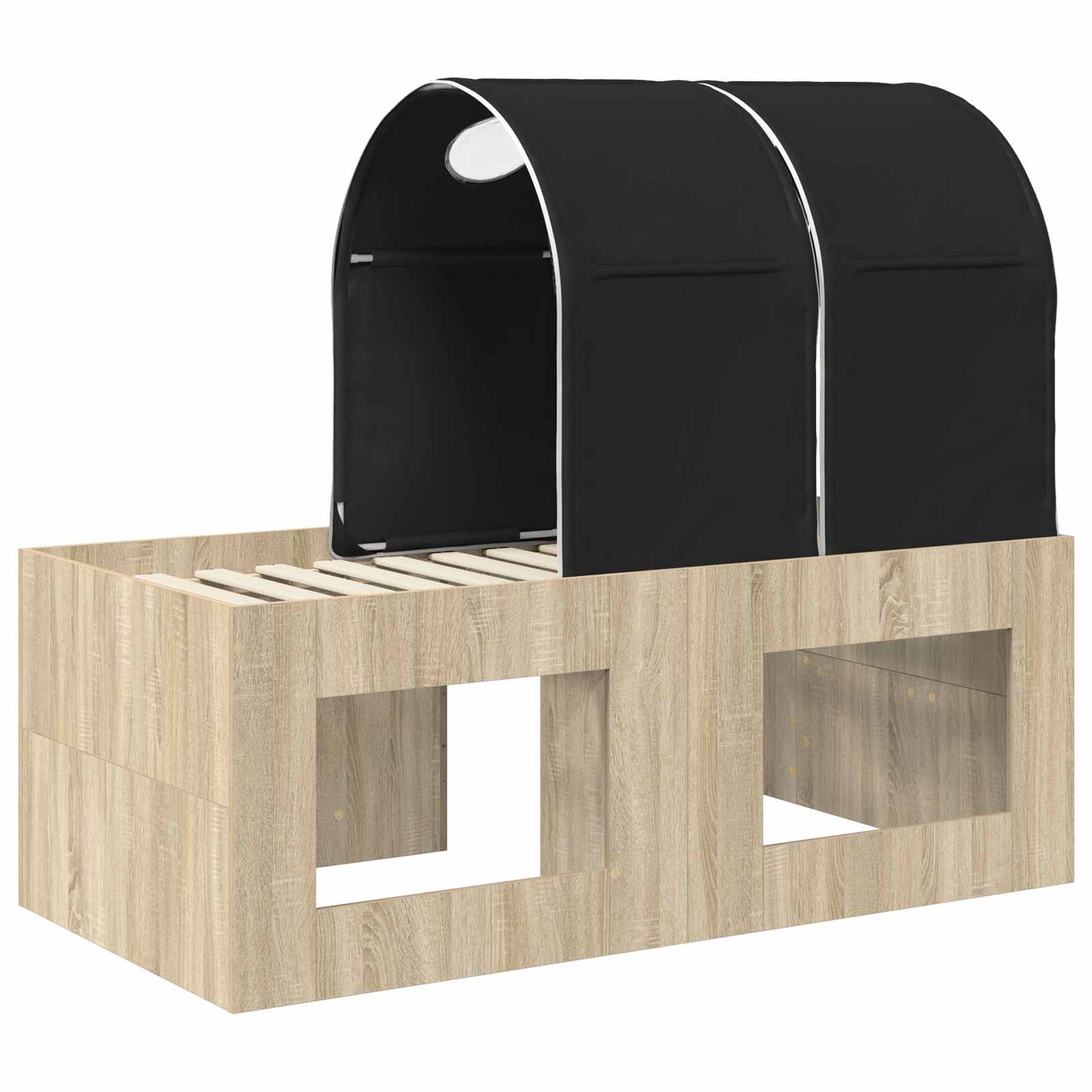 Bett mit Tunnel 3 stk. Sonoma Eiche und Schwarz Holzwerkstoff