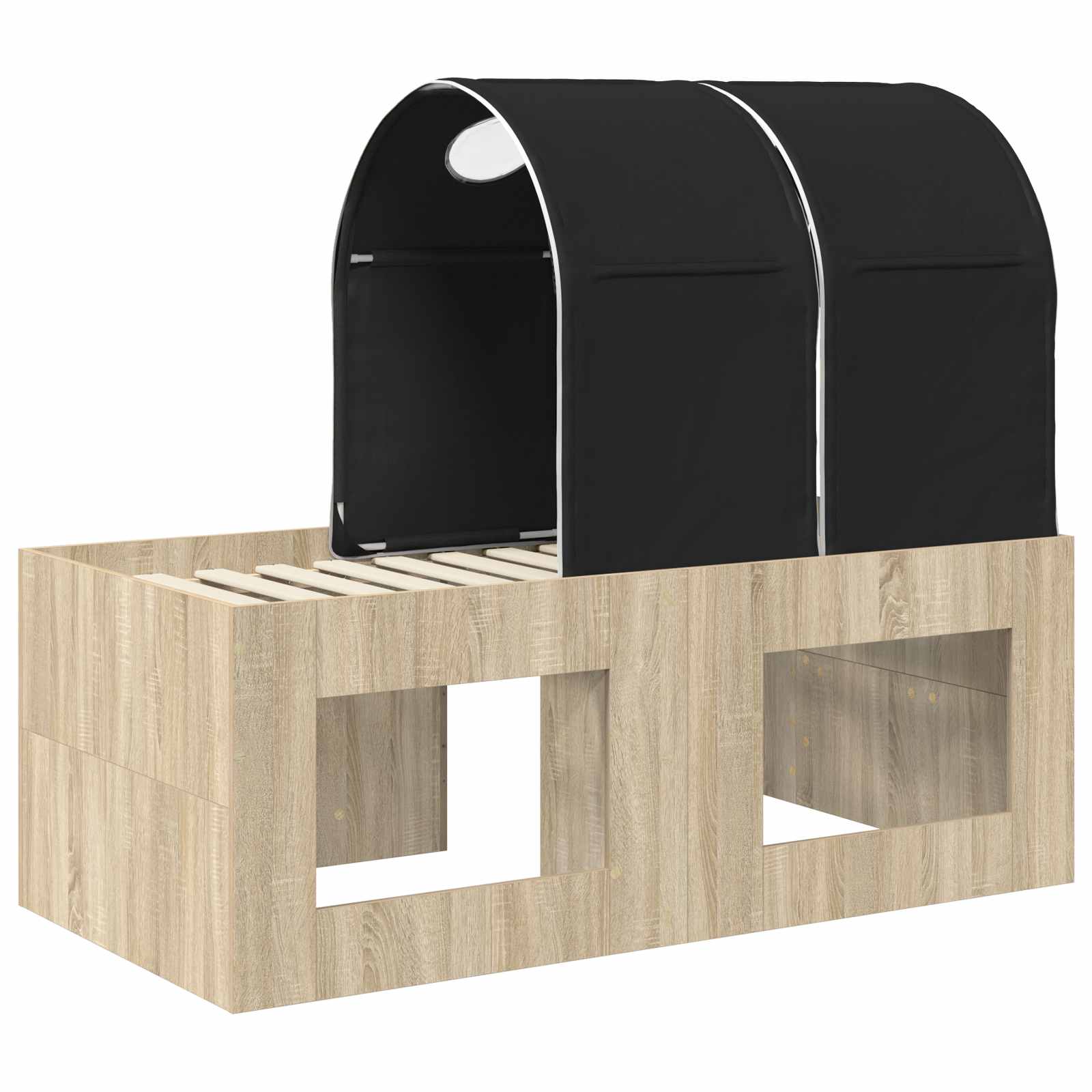 Bett mit Tunnel 3 stk. Sonoma Eiche und Schwarz Holzwerkstoff