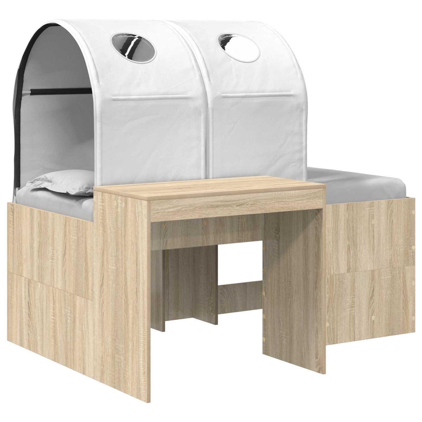 Bett mit Tunnel 3 Stk. Artisian Eiche und Weiß Holzwerkstoff