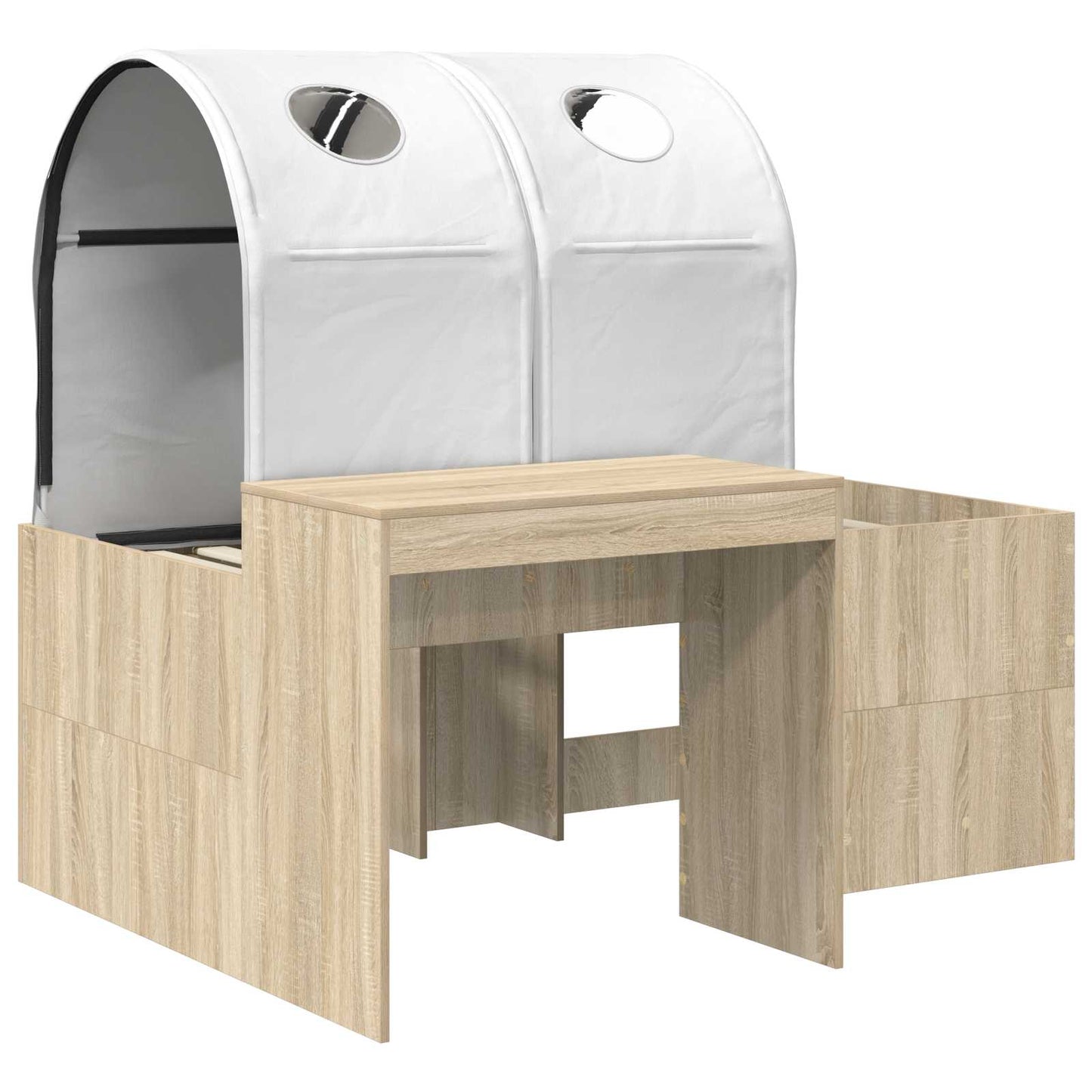 Bett mit Tunnel 3 Stk. Artisian Eiche und Weiß Holzwerkstoff