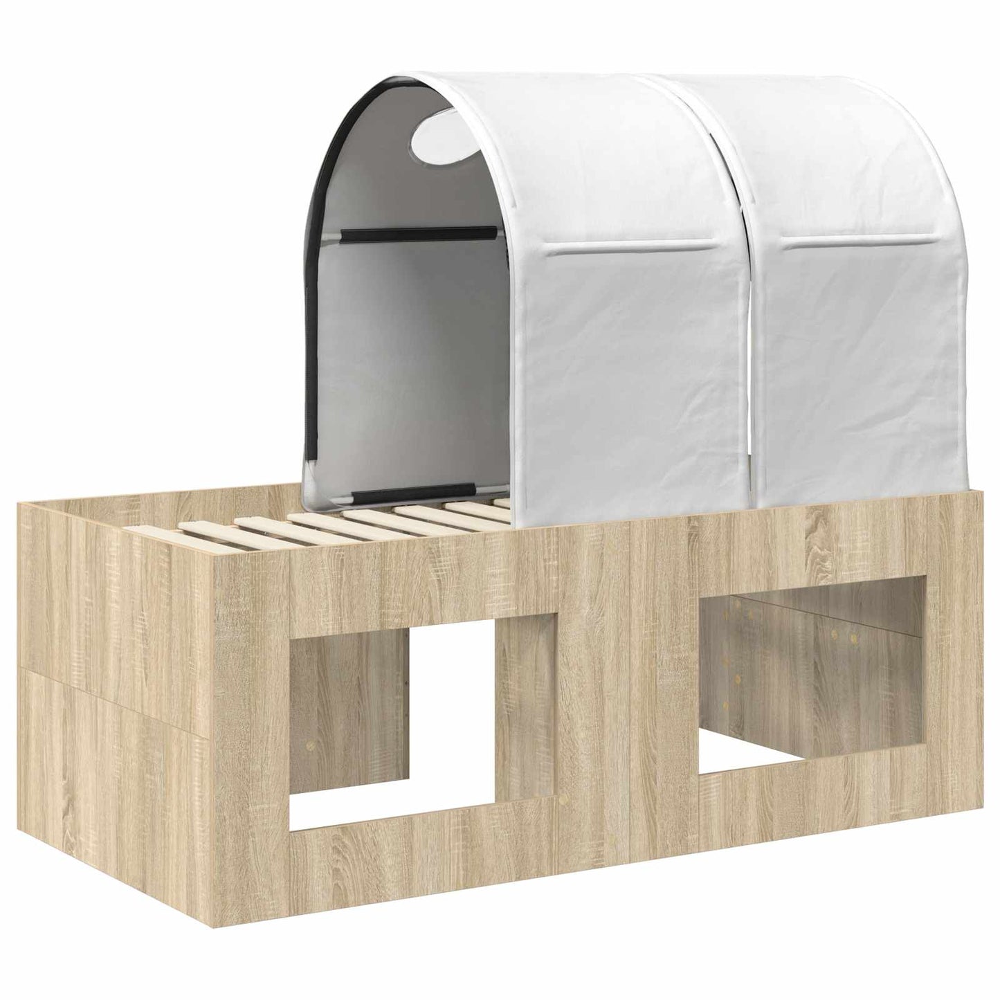 Bett mit Tunnel 3 stk. Sonoma-Eiche und Weiß Holzwerkstoff