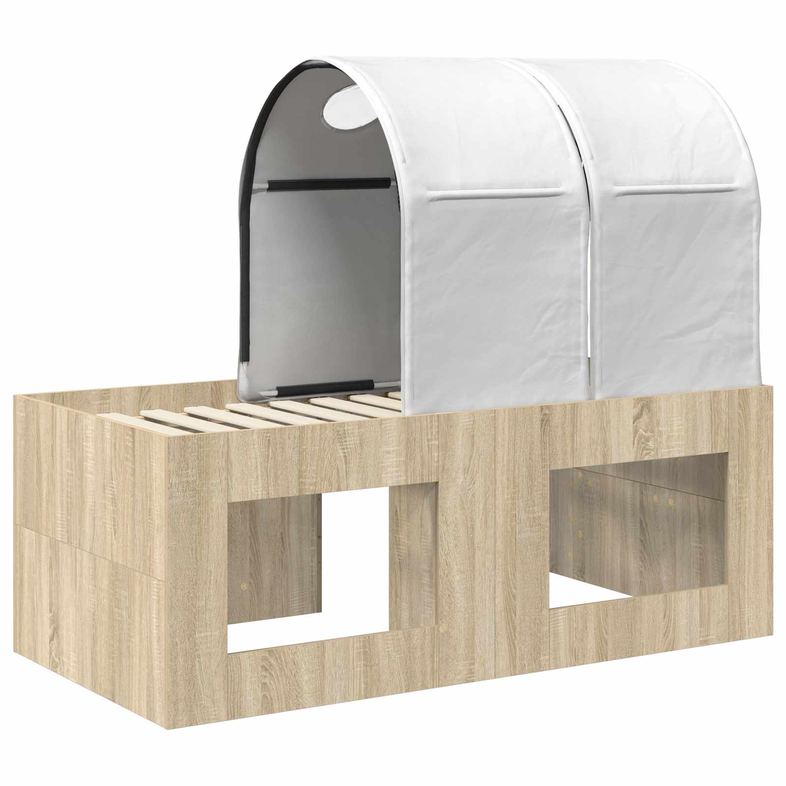 Bett mit Tunnel 3 stk. Sonoma-Eiche und Weiß Holzwerkstoff
