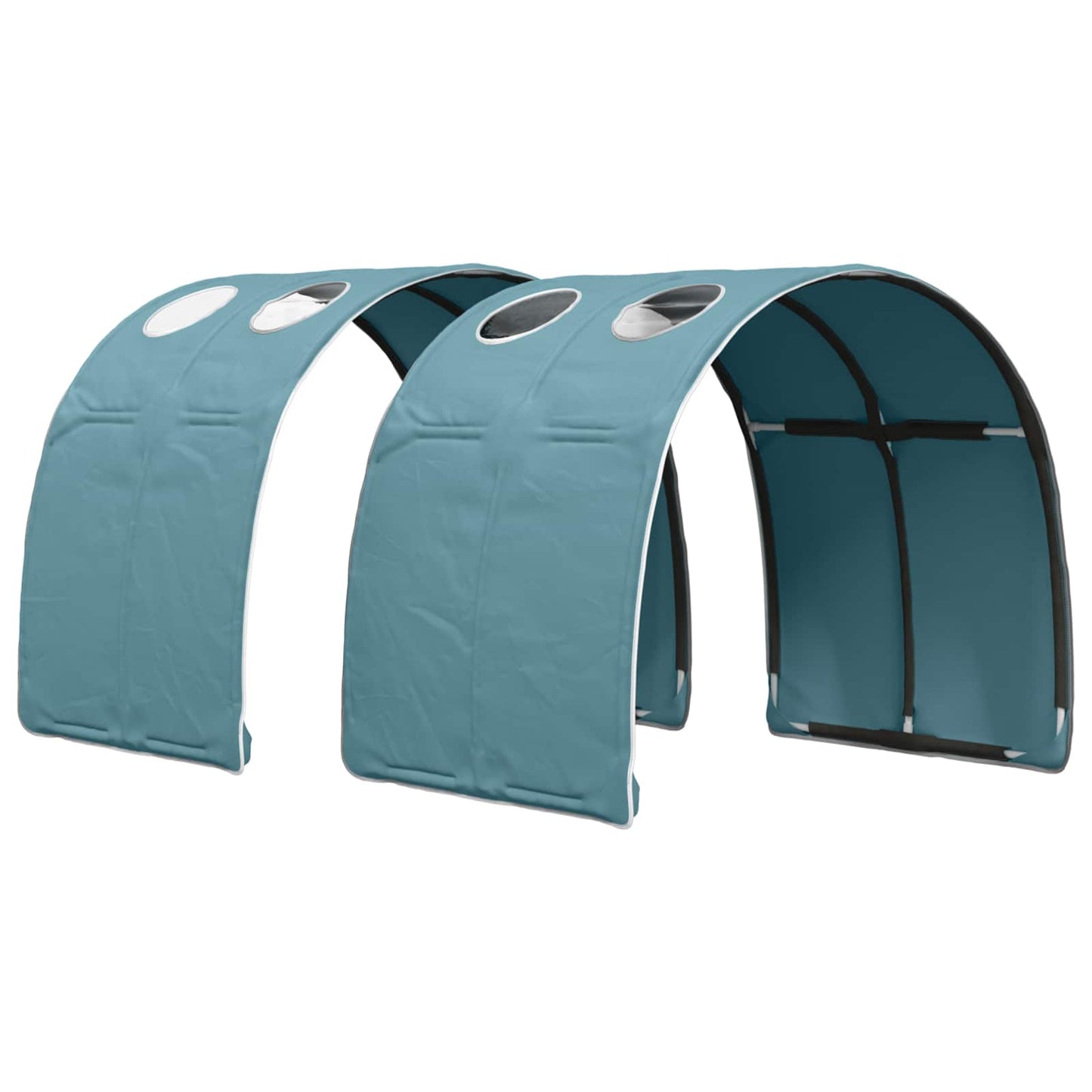 Bett mit Tunnel 3 stk. Weiß und Hellblau Holzwerkstoff