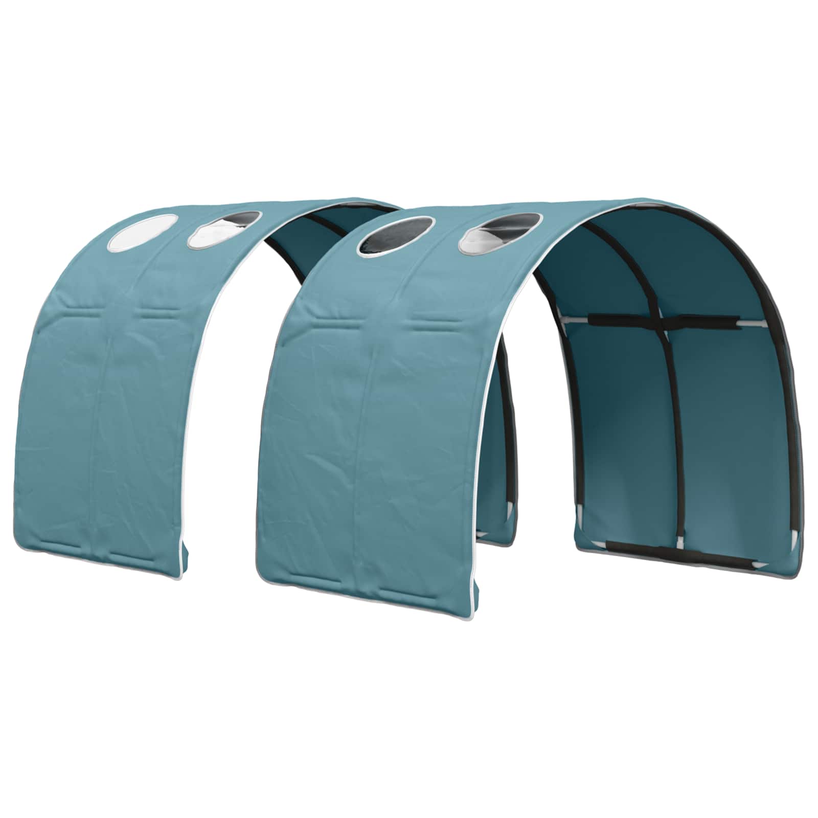 Bett mit Tunnel 3 stk. Weiß und Hellblau Holzwerkstoff