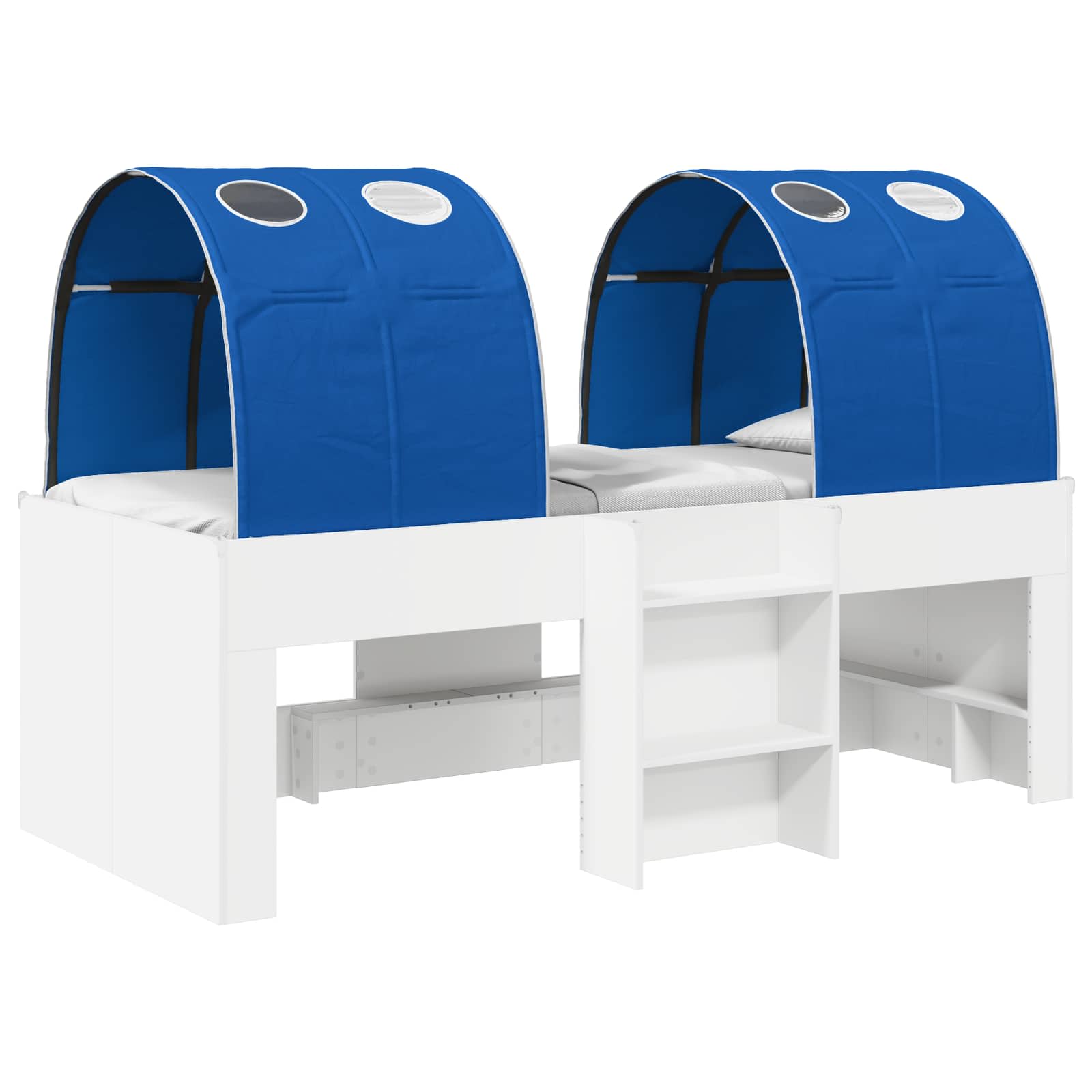 Bett mit Tunnel 4 stk. Weiß und Blau Holzwerkstoff