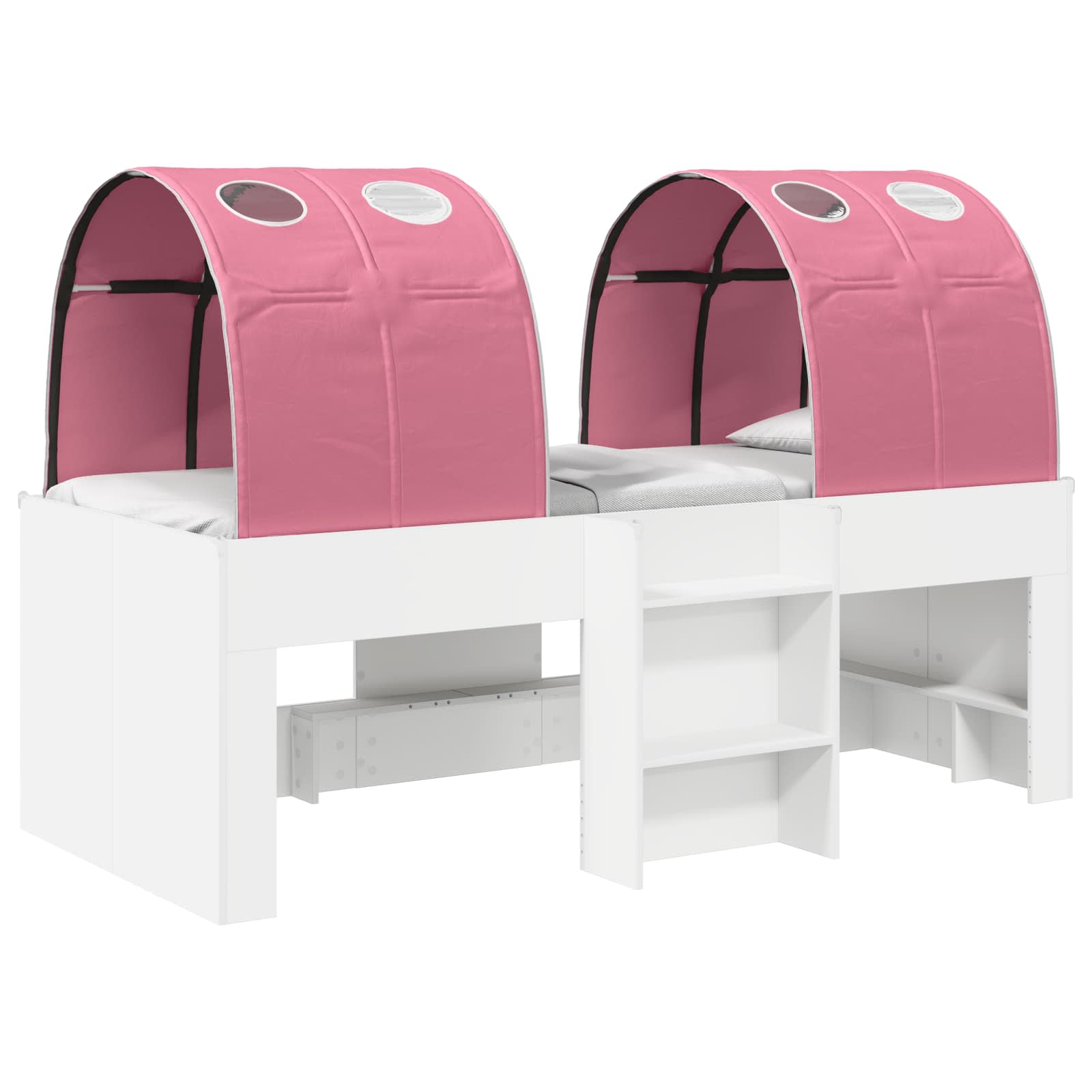 Bett mit Tunnel 3 stk. Weiß und Rosa Holzwerkstoff