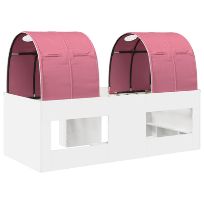 Bett mit Tunnel 3 stk. Weiß und Rosa Holzwerkstoff